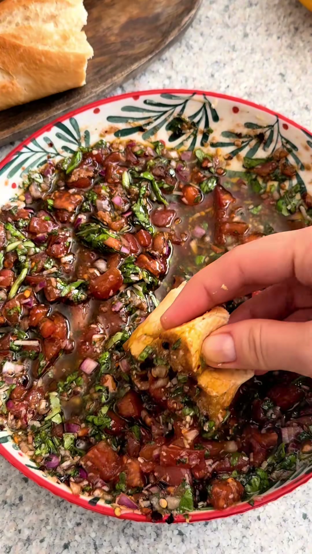 Balsamic Tomato Basil Bread Dip