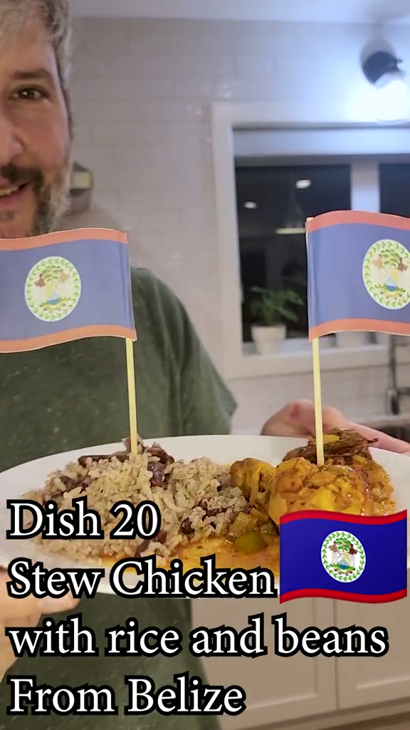 Belizean Stew Chicken with Rice and Beans