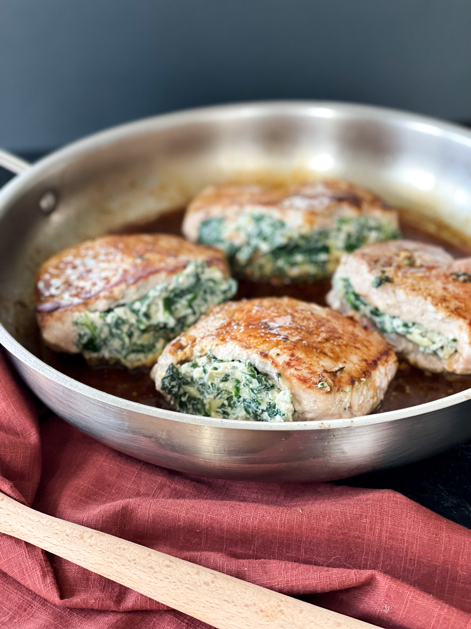 Spinach Artichoke Stuffed Pork Chops