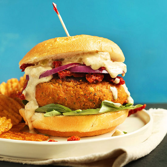 Herbed Sun-Dried Tomato Chickpea Burgers (GF)
