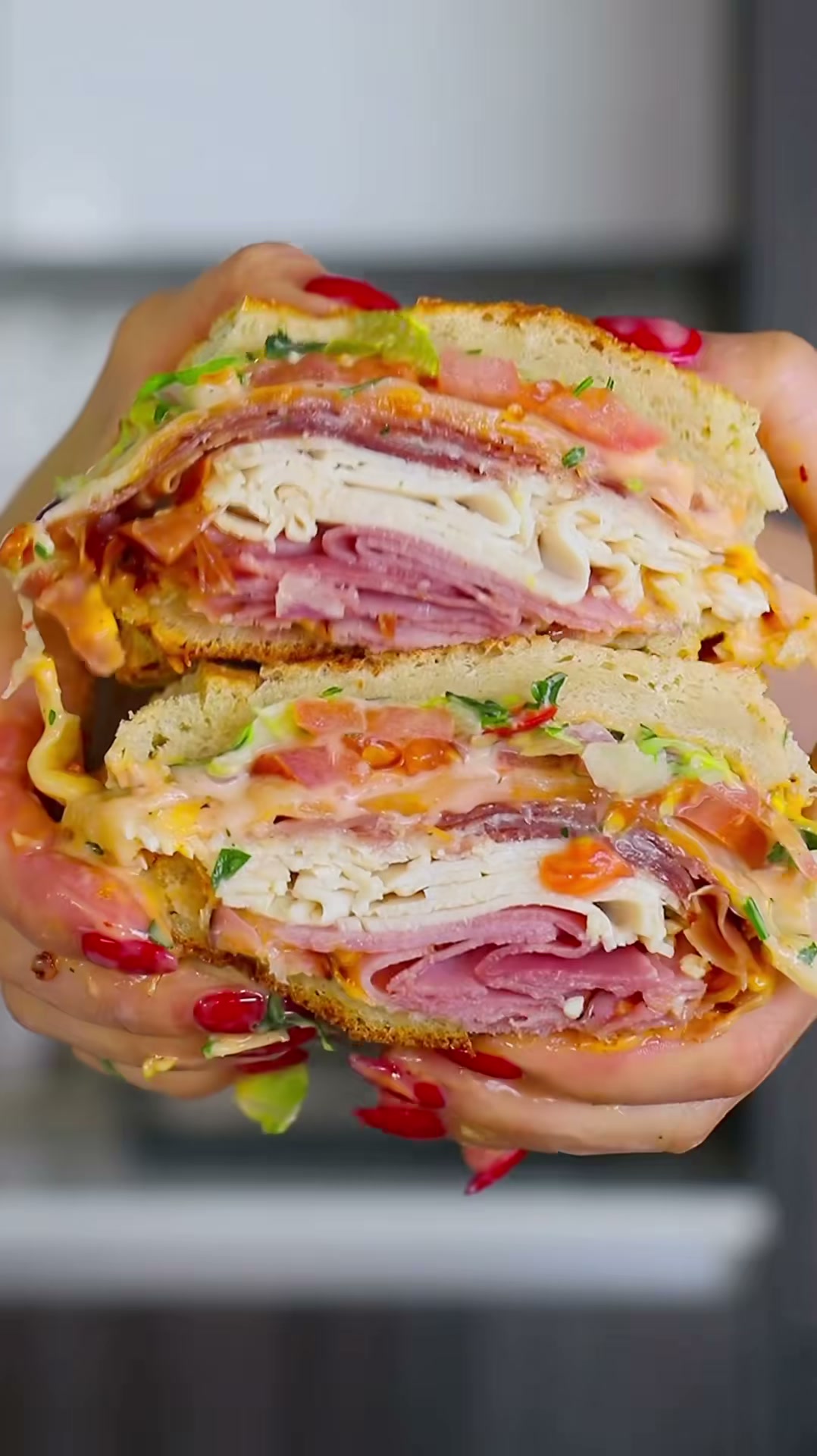 Loaded Turkey and Ham Sandwich with Spicy Slaw