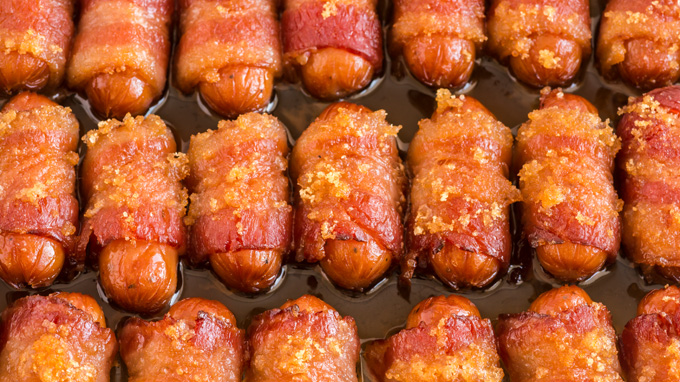 Bacon-Wrapped Smokies With Brown Sugar