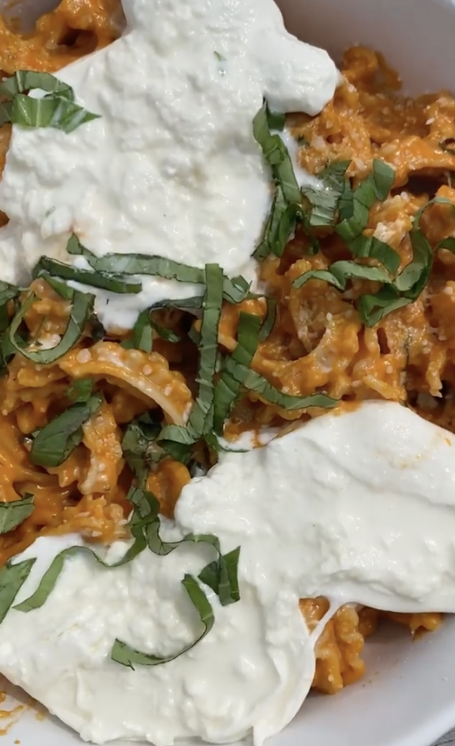 Tomato and Burrata Ravioli with Spicy Vodka Sauce