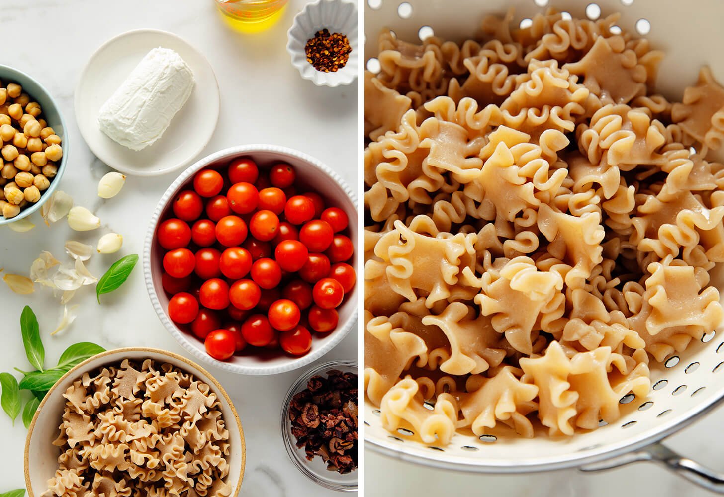 Tomato & Chickpea Pasta with Goat Cheese
