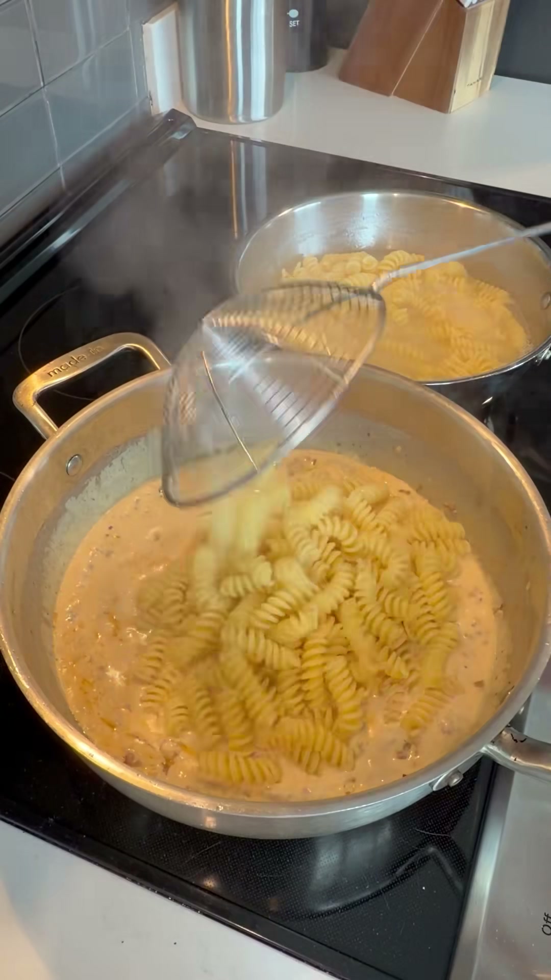 Creamy Sausage Fusilli with Lemon Arugula