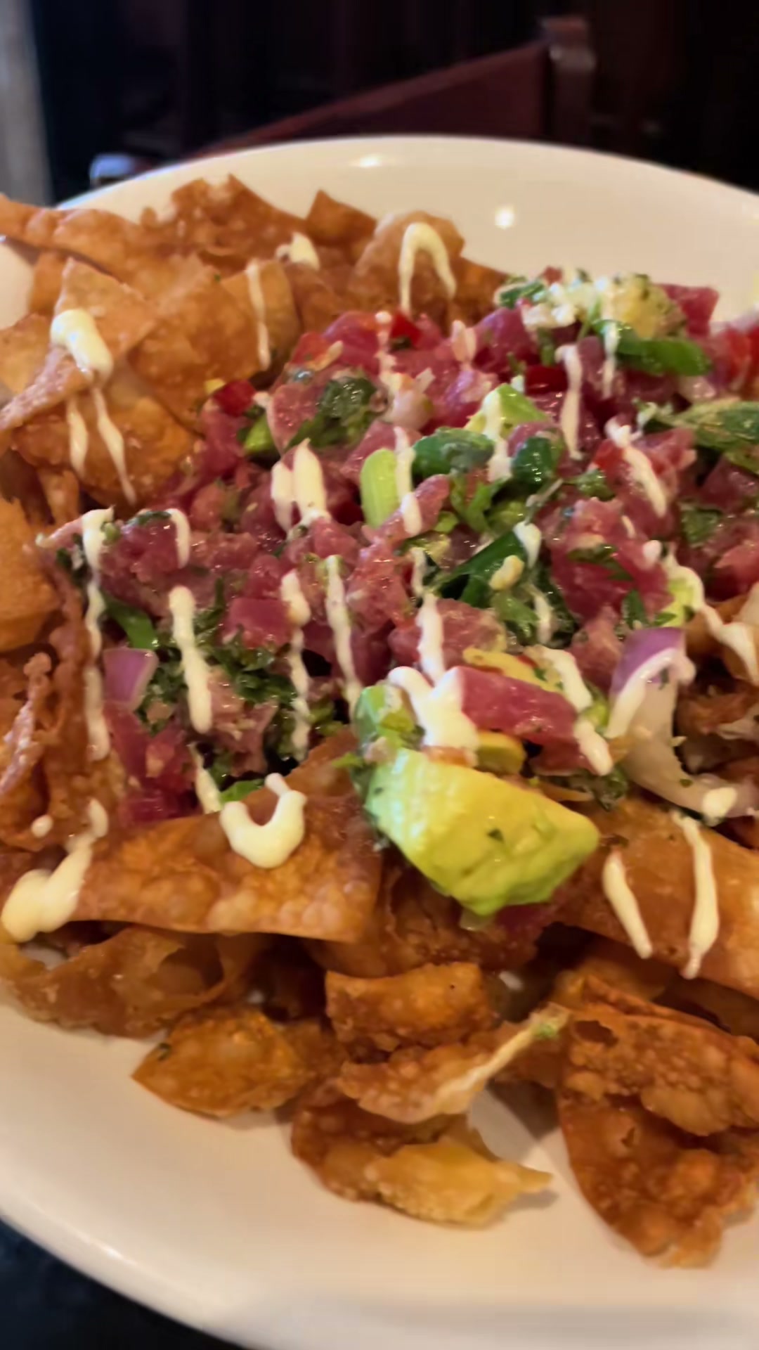 Ahi Tuna Nachos and Spinach Salad