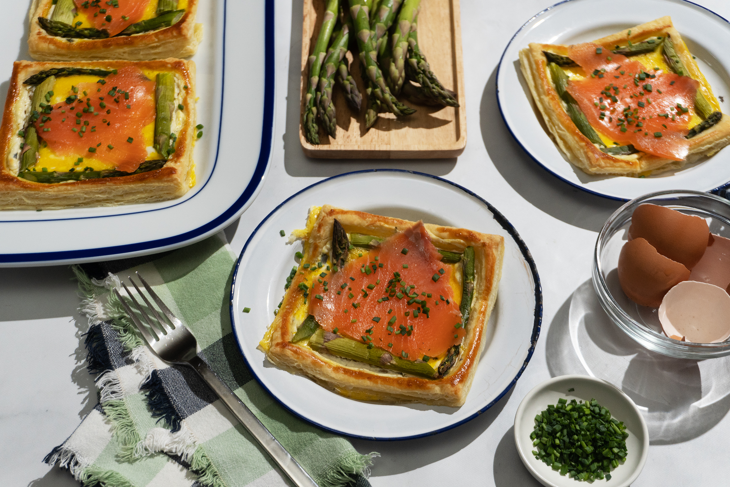 Asparagus, Smoked Salmon, and Egg Tarts
