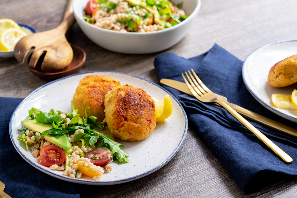 Crab Cakes with Summer Farro Salad