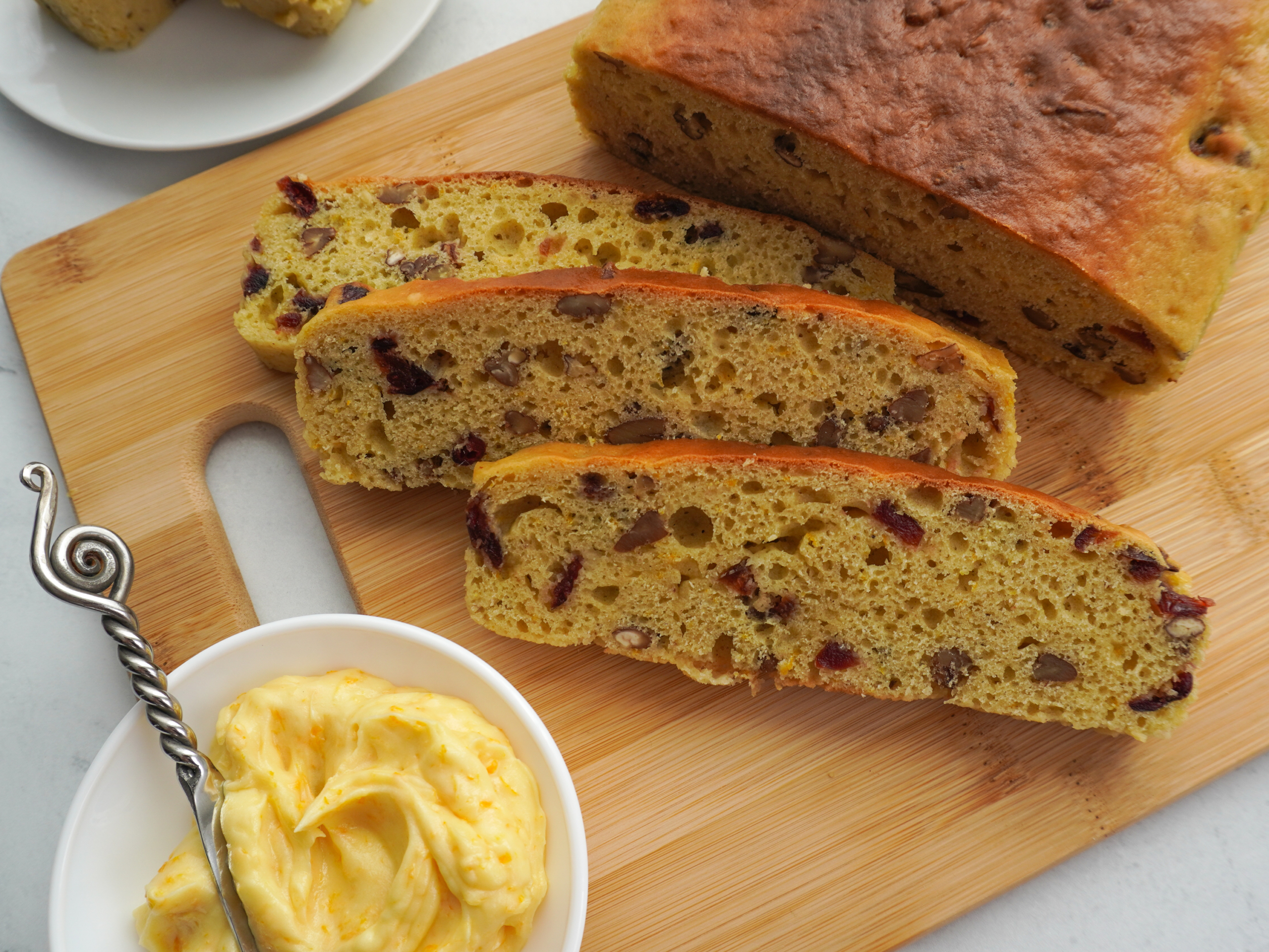 Cranberry Orange Bread with Salted Orange Honey Butter