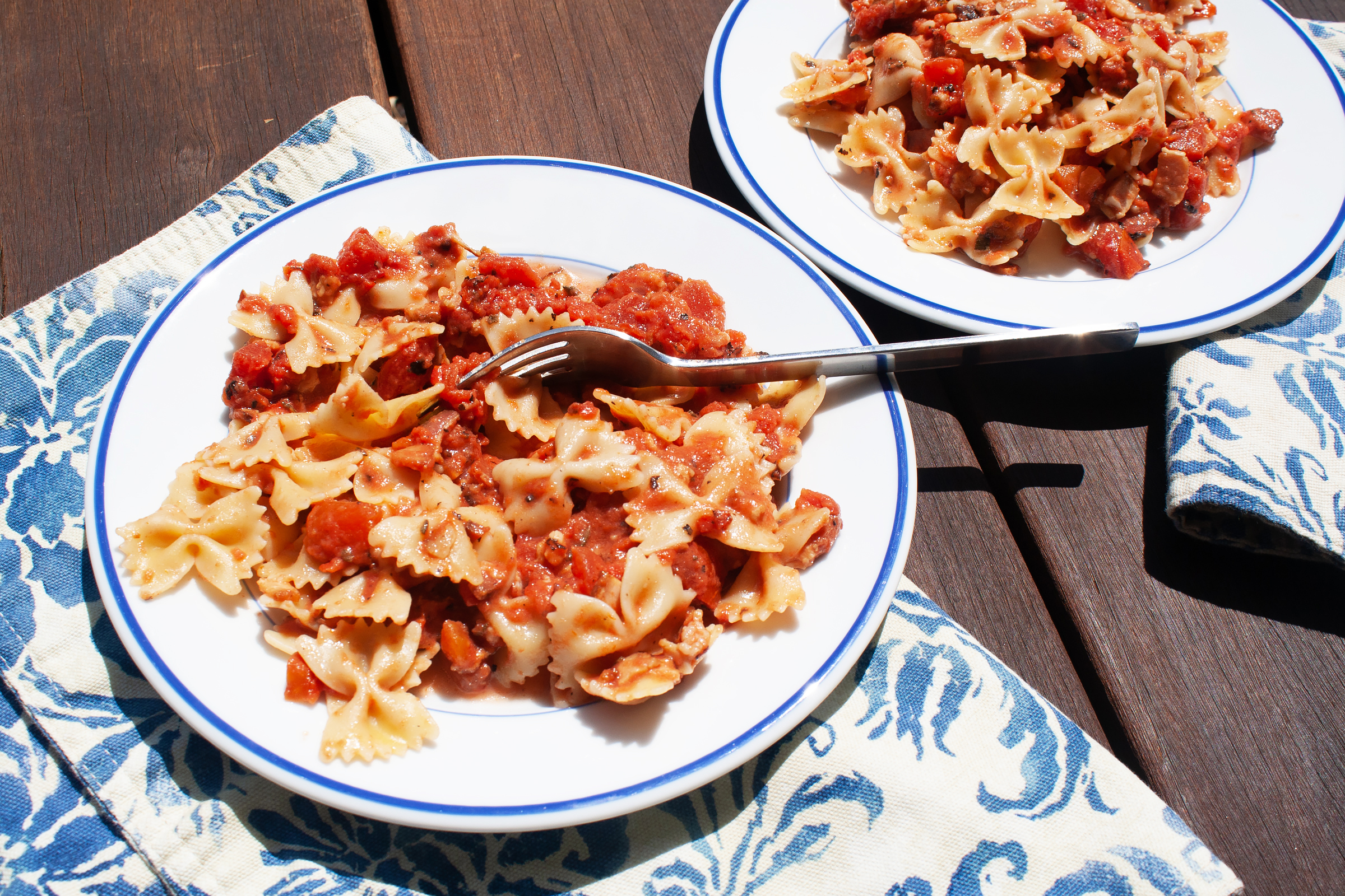 Creamy Bacon Pasta with Sage and Tomatoes