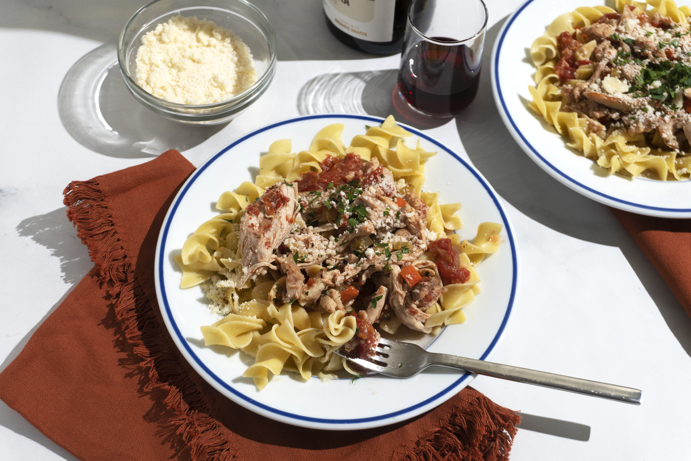 Hearty Chicken Ragout with Buttered Noodles