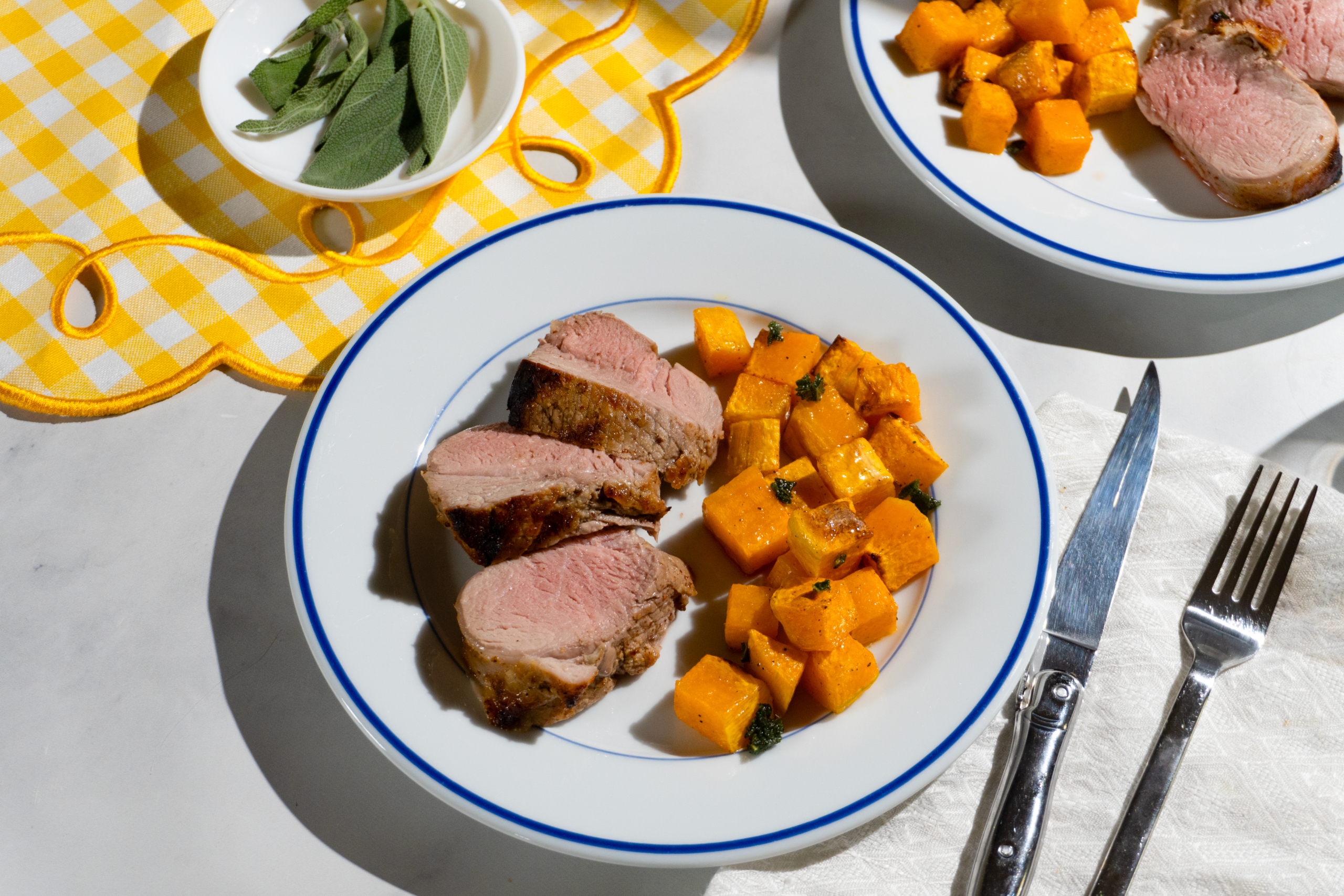 Honey Mustard Pork Tenderloin with Brown Butter Sage Squash