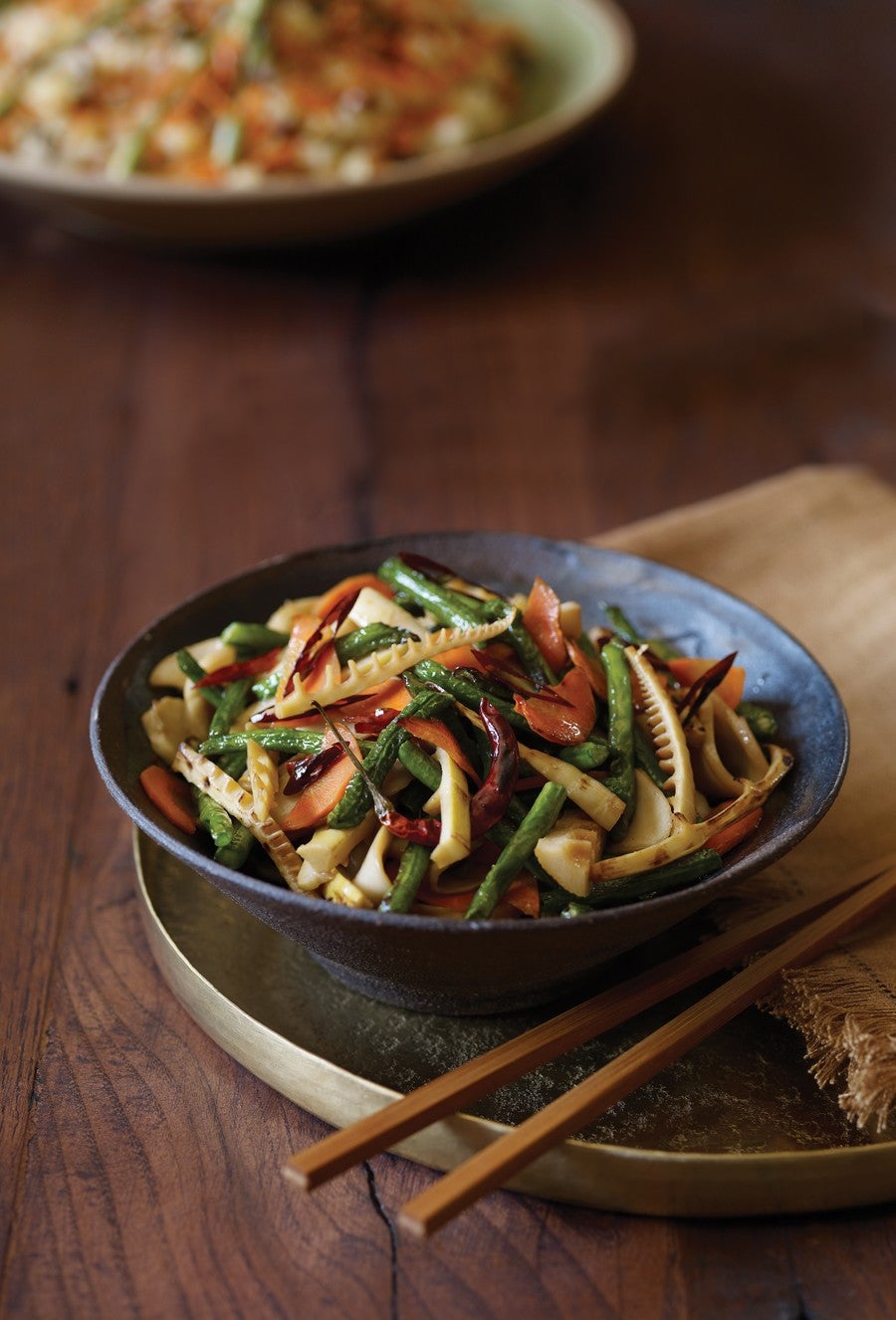 Bamboo Shoot, Mushroom, and Long Bean Stir