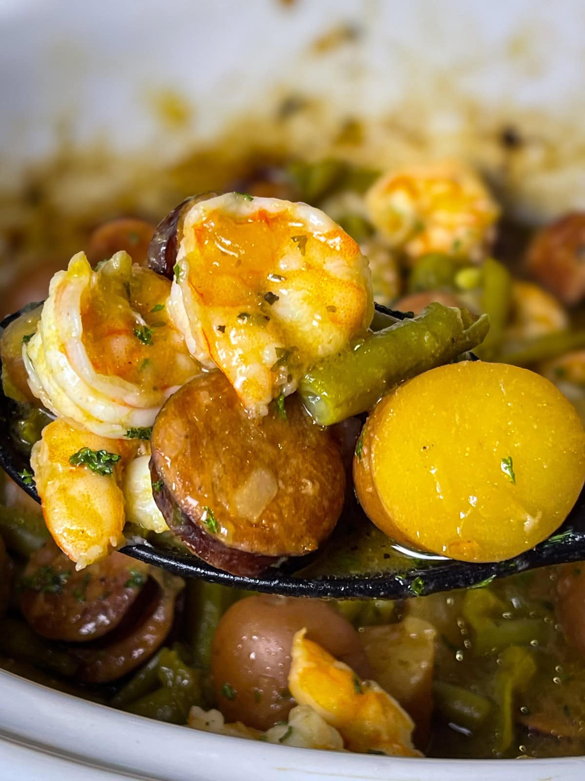 Crock Pot Swamp Potatoes with Shrimp