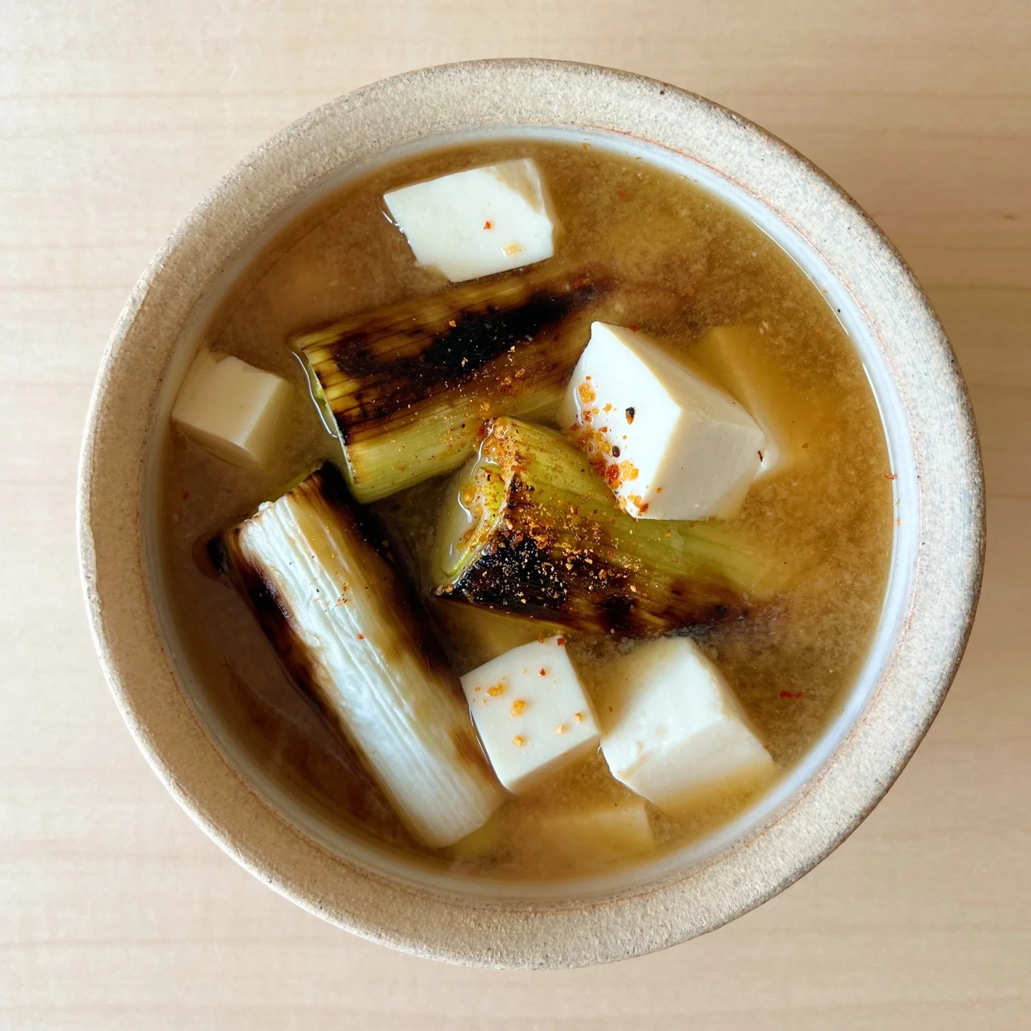 Grilled Negi Miso Soup
