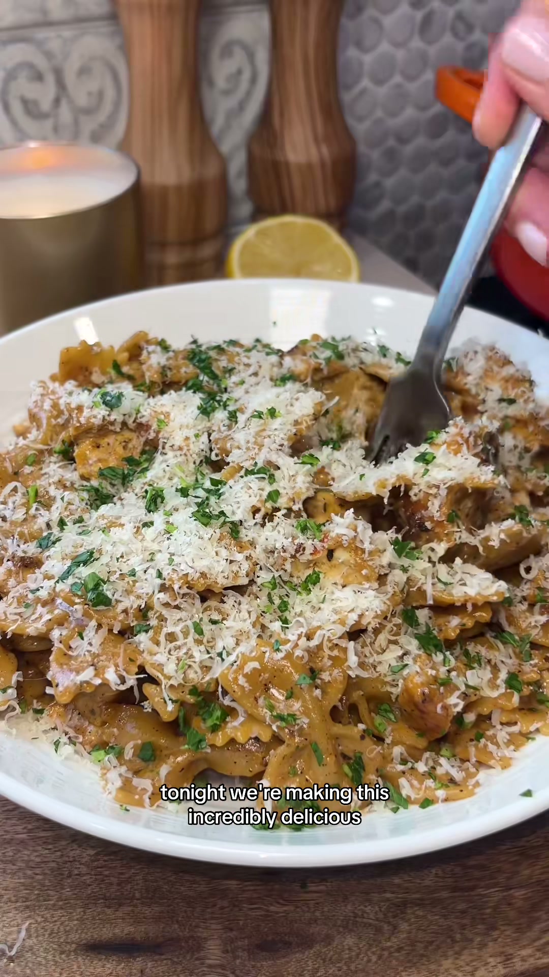 One-Pan Blackened Chicken Alfredo With Bowtie Pasta