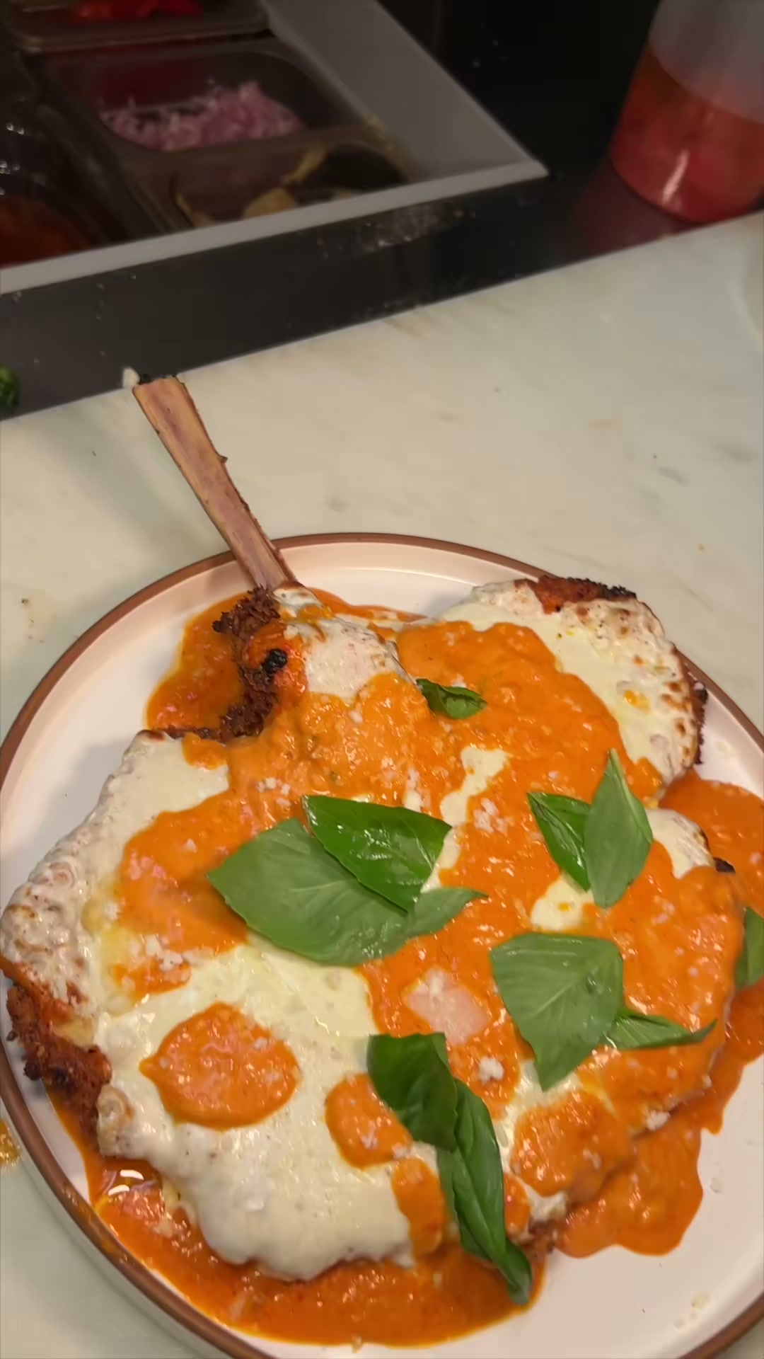 Veal Chop Parmesan with Vodka Sauce