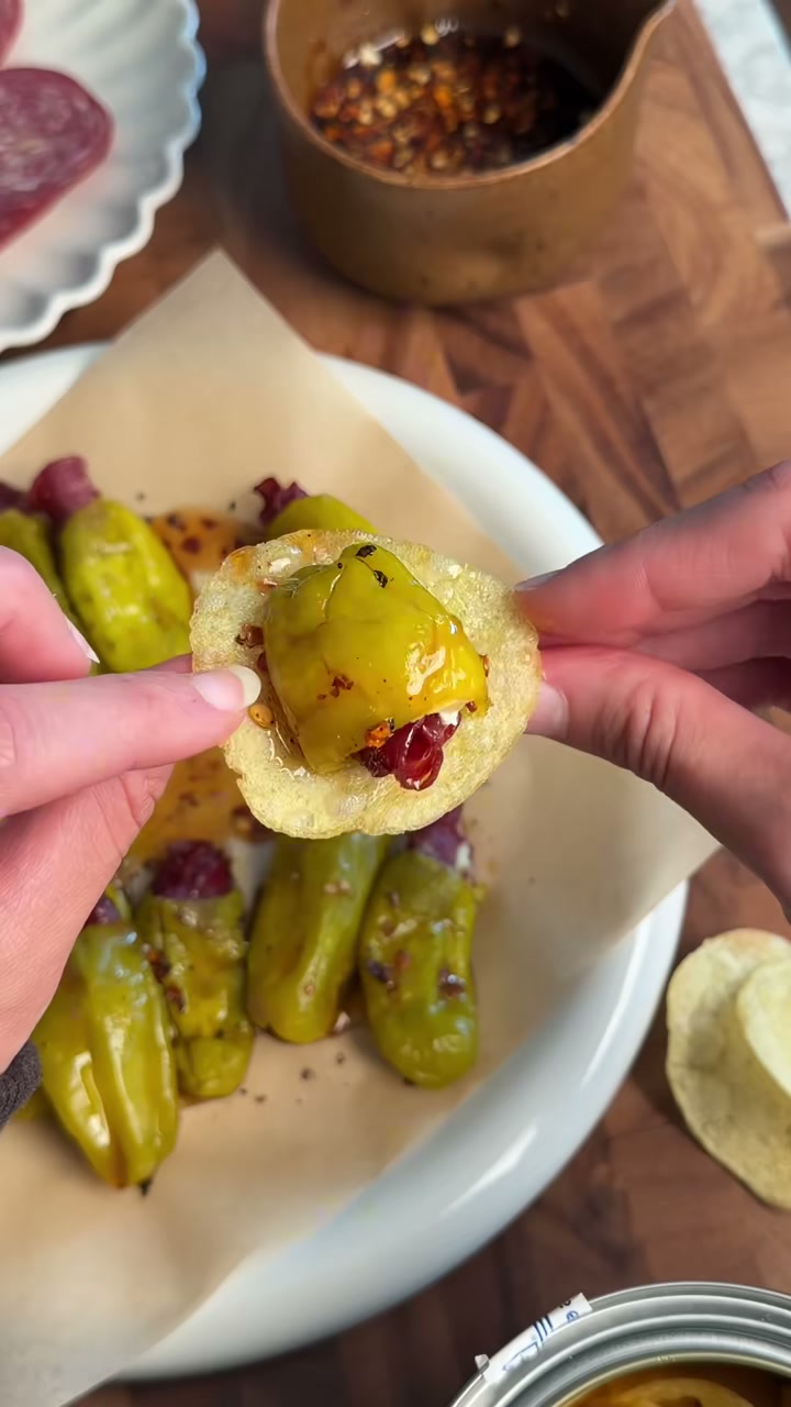 Salami and Cream Cheese Stuffed Pepperoncini