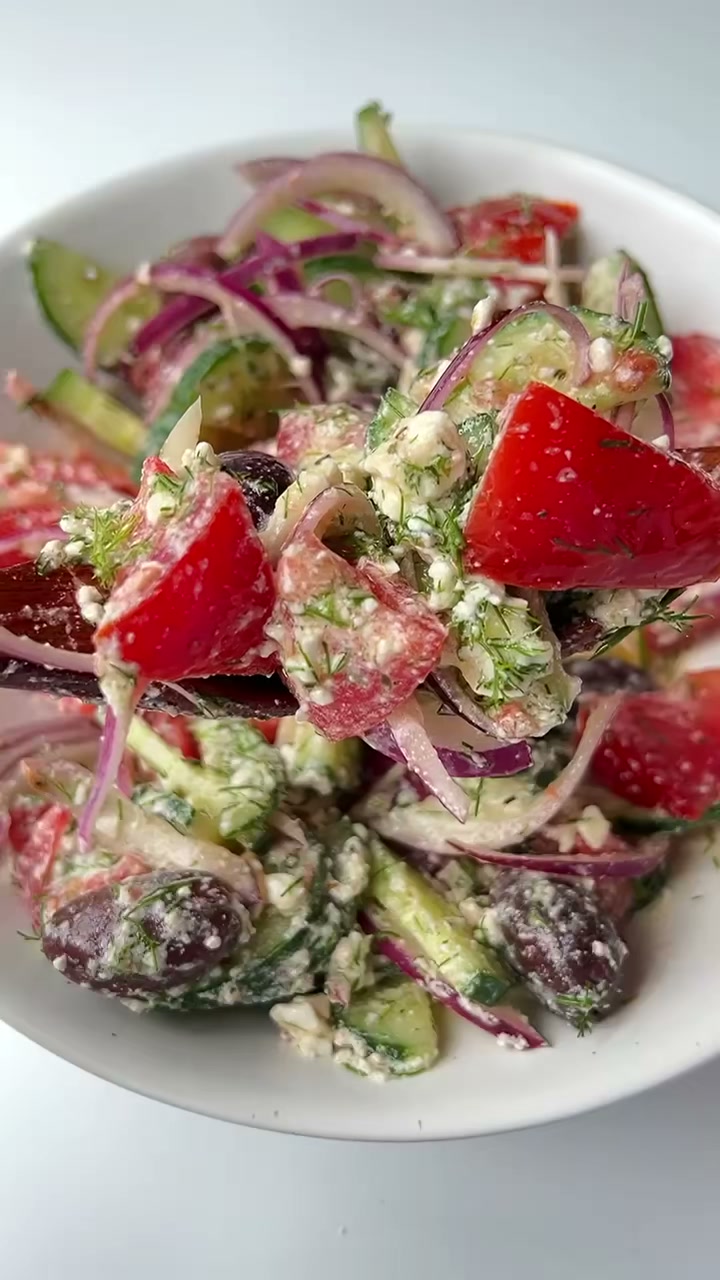 Greek Salad with Creamy Feta Dressing
