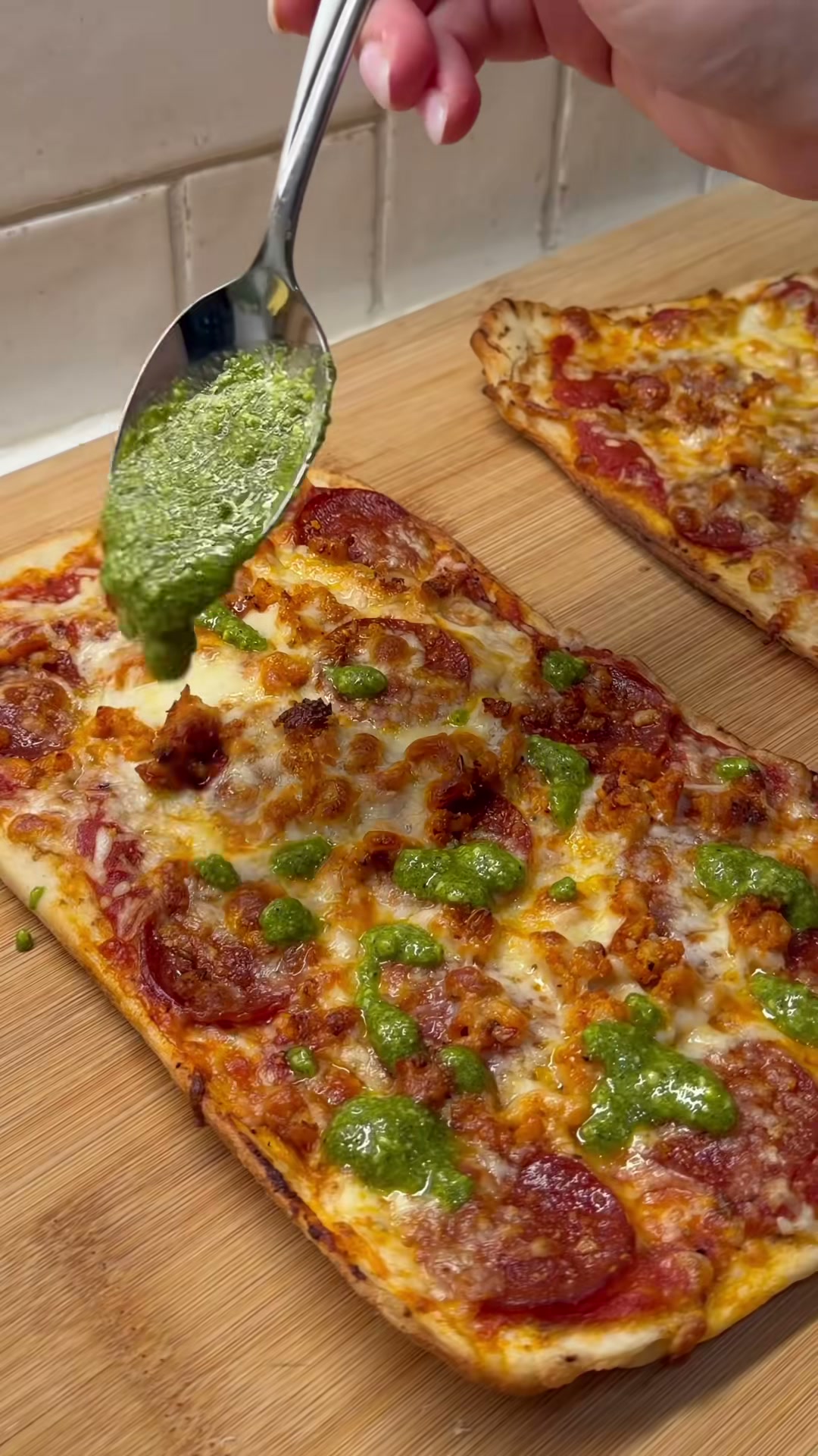 Sausage and Pepperoni Flatbread Pizza