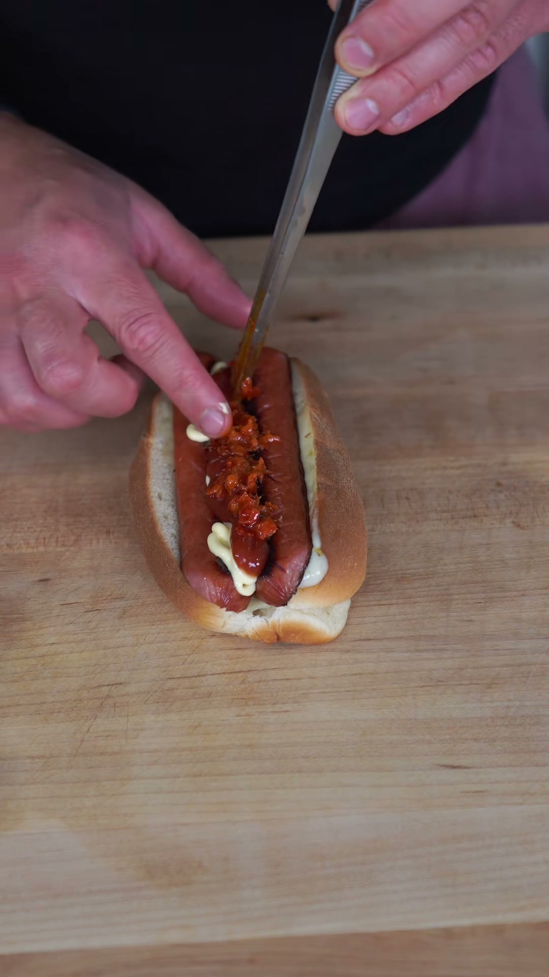 Butterflied and Seared Hot Dogs