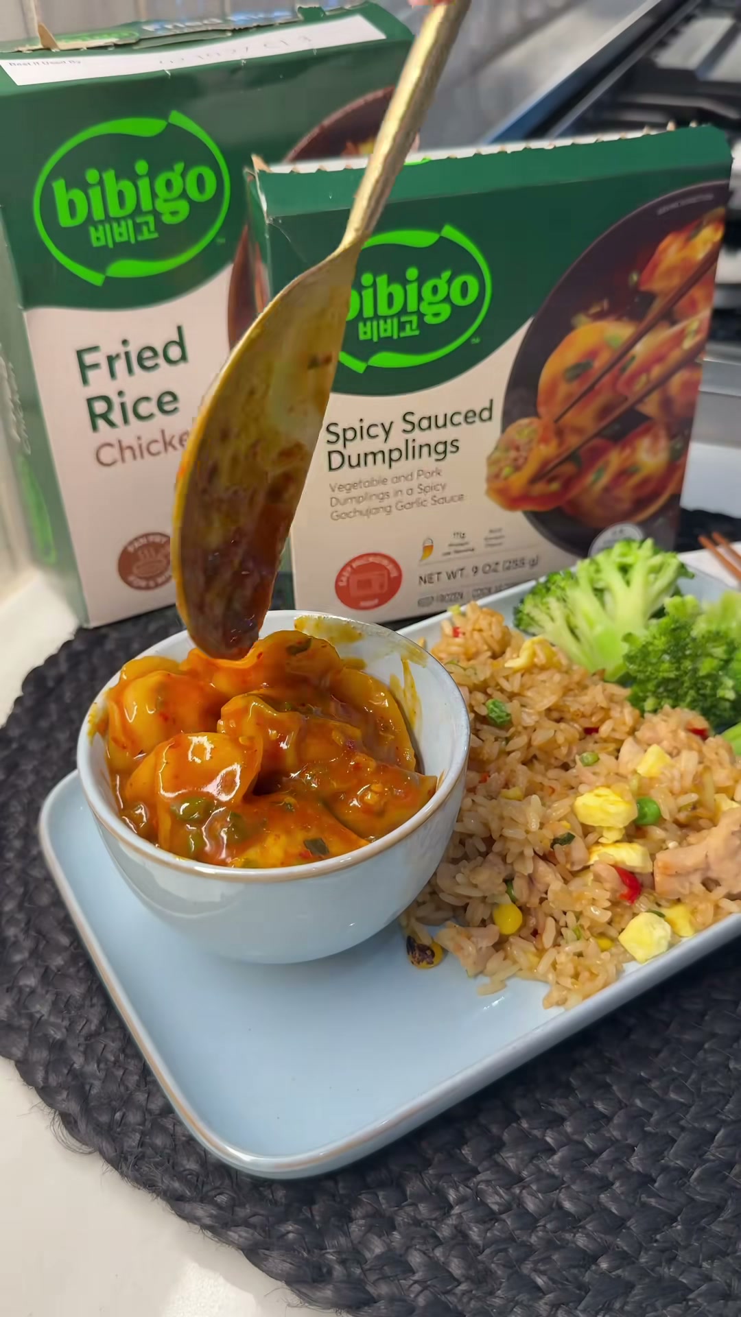 Spicy Sauced Dumplings and Chicken Fried Rice
