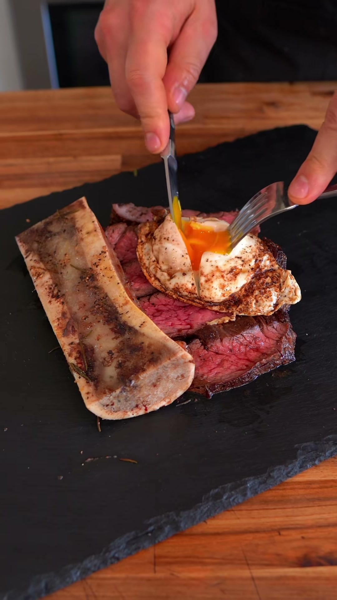 Steak and Eggs with Roasted Bone Marrow
