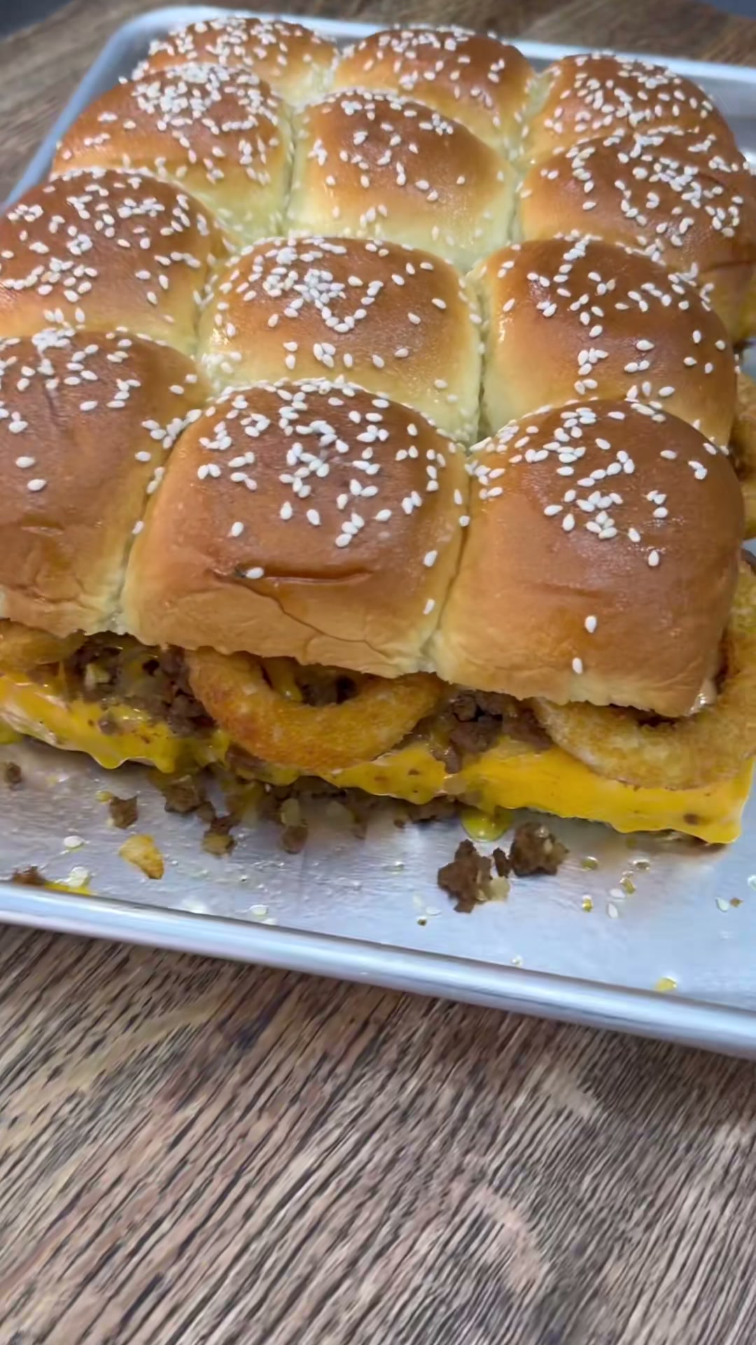 Onion Ring Cheeseburger Sliders
