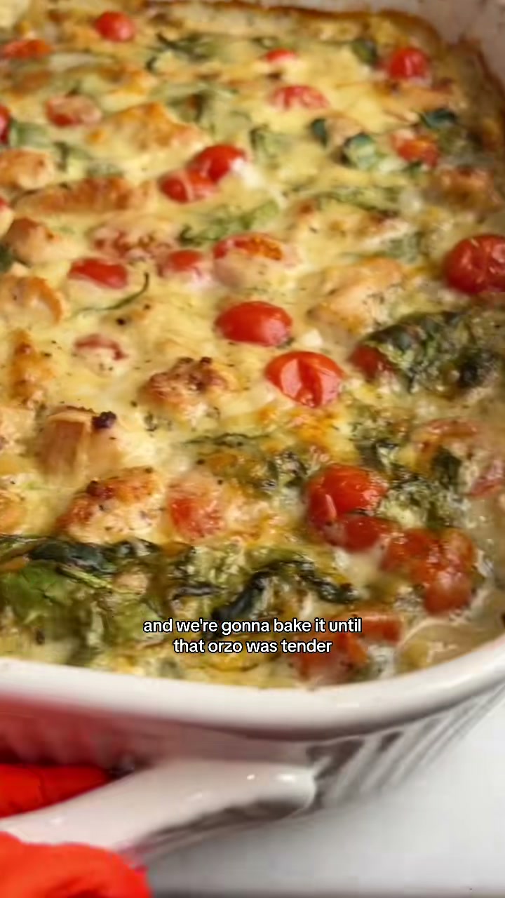 Tuscan Chicken Orzo Bake