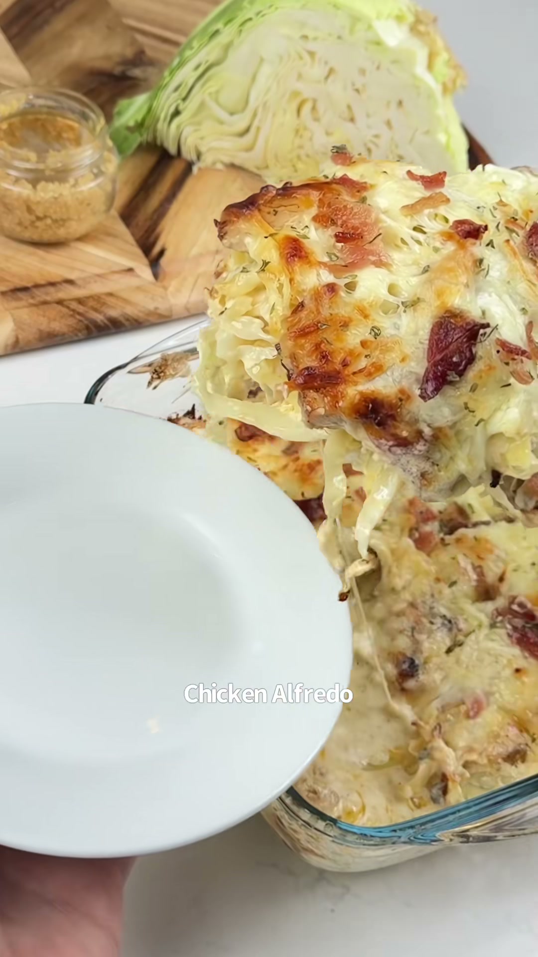 Cabbage Chicken Alfredo Bake