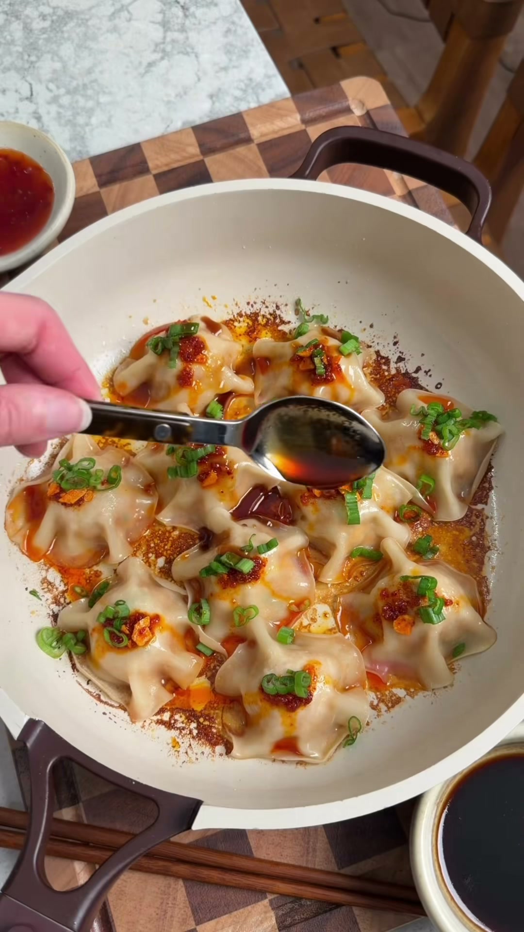 Kimchi Chicken Blanket Dumplings