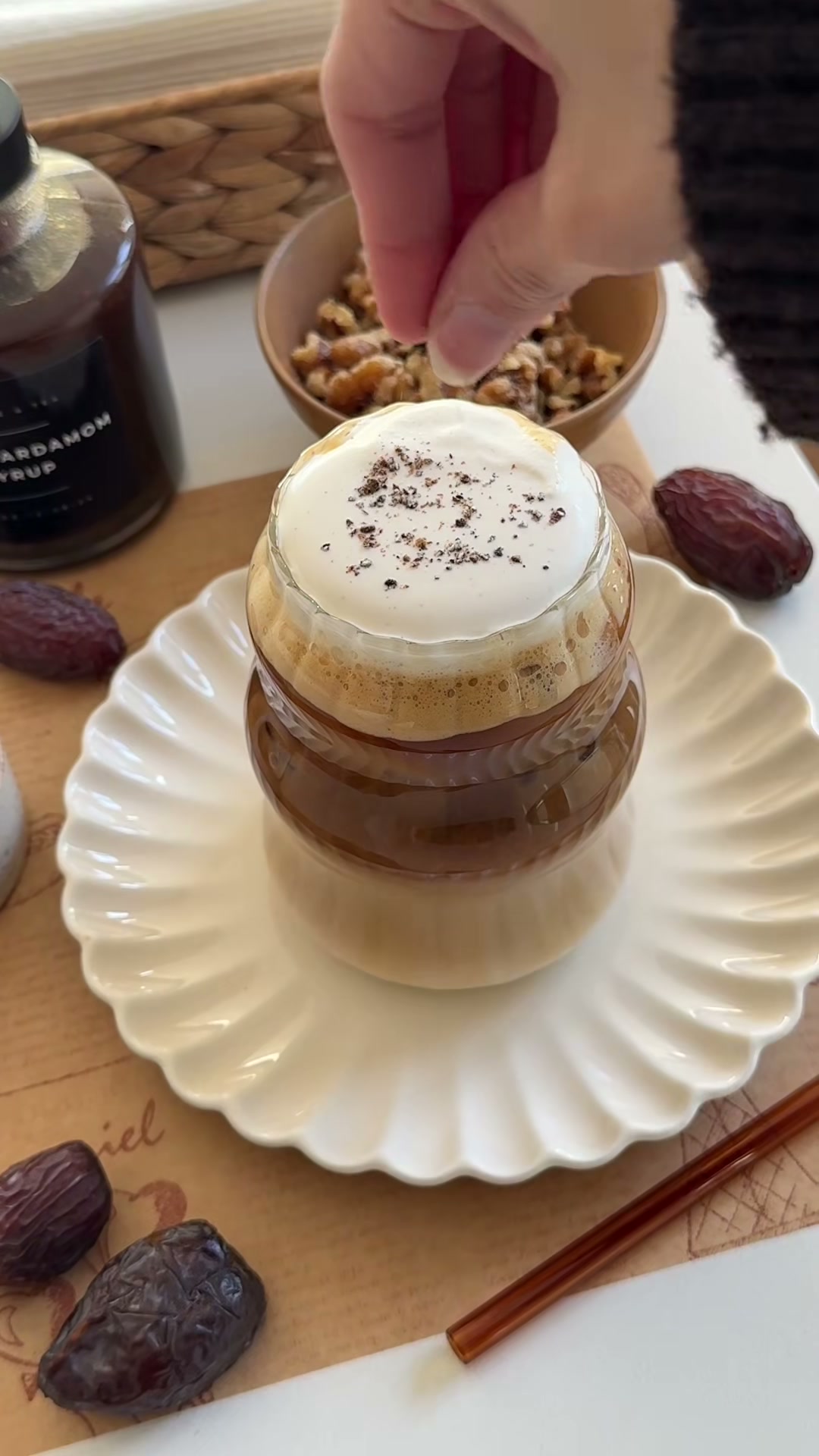 Date Cardamom Syrup and Iced Latte