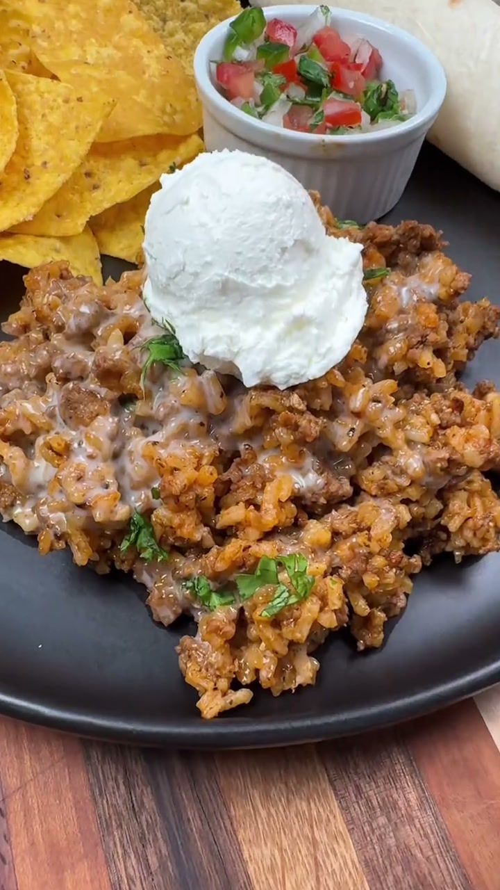 Chorizo and Rice Queso Fundido Skillet