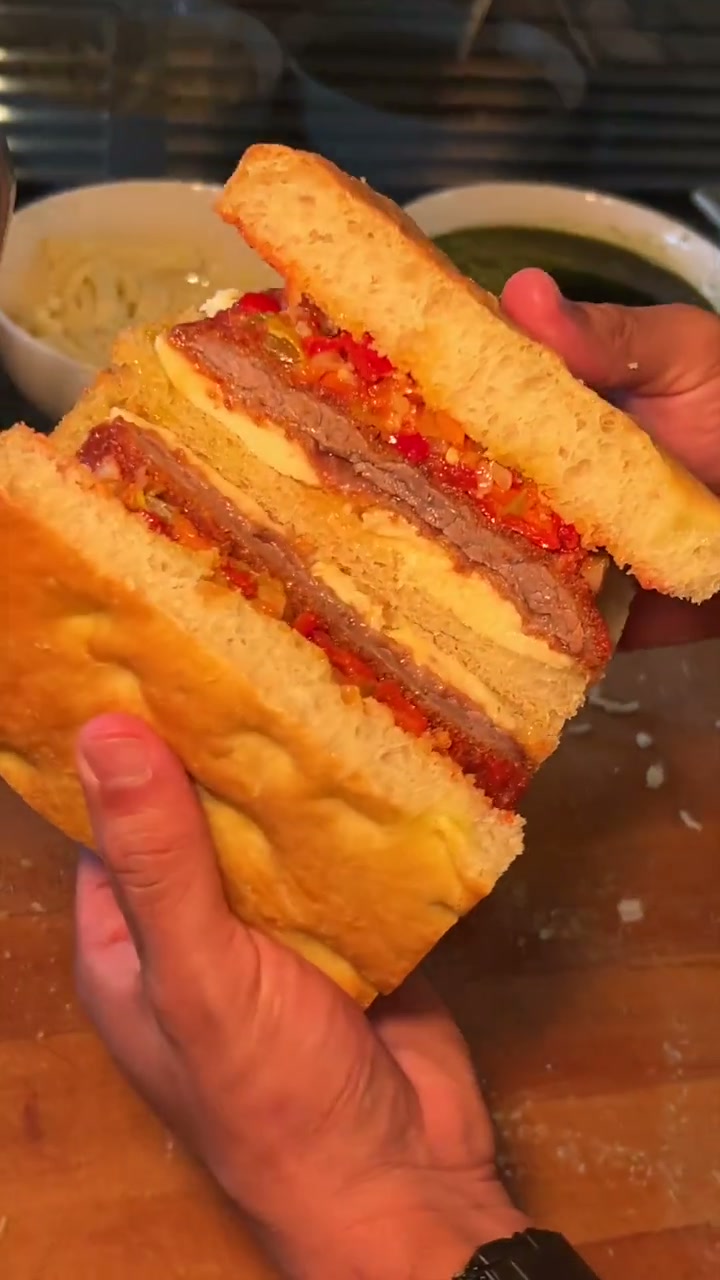 Breaded Steak Focaccia Sandwich