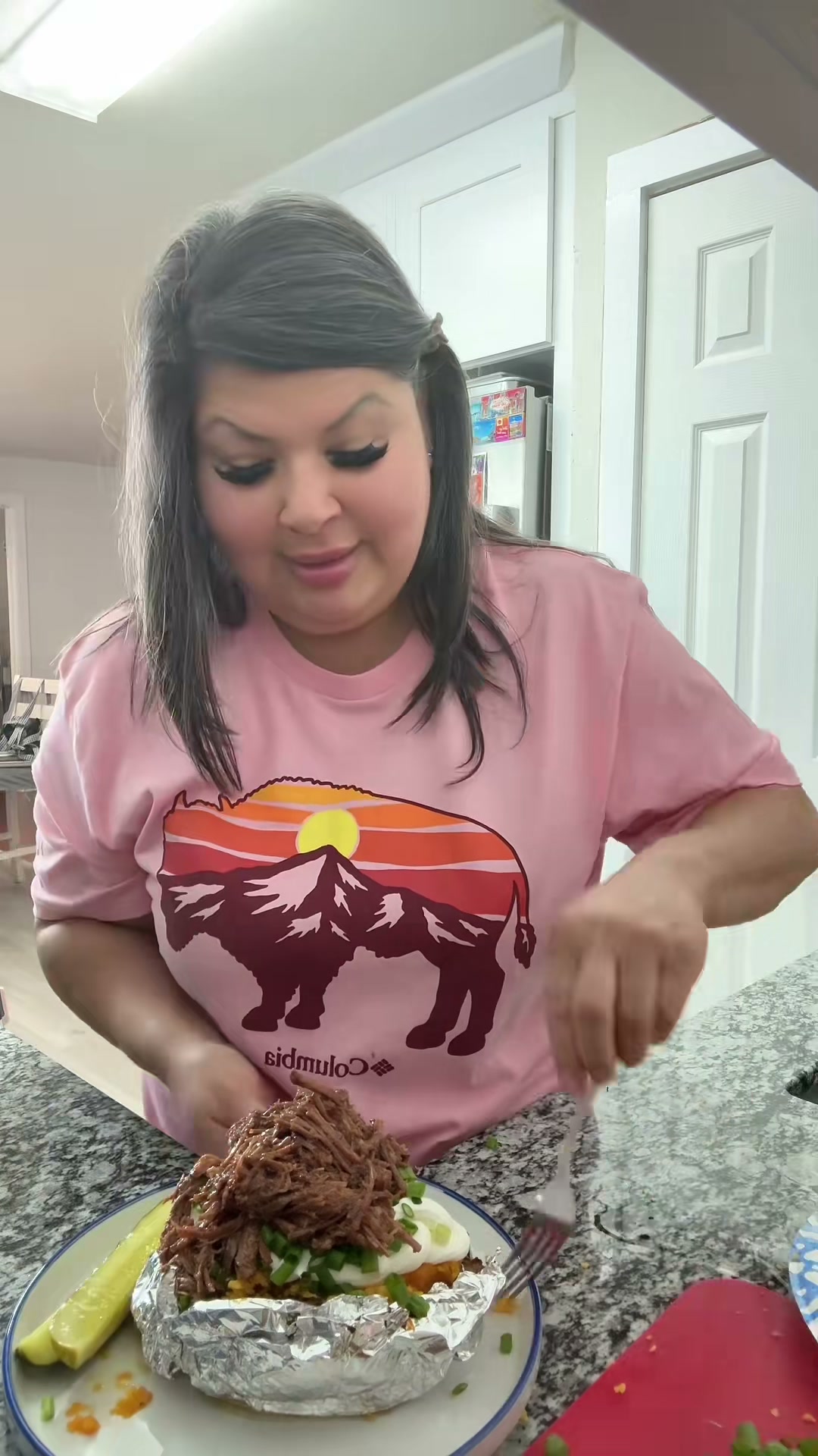 BBQ Chopped Beef Baked Sweet Potato