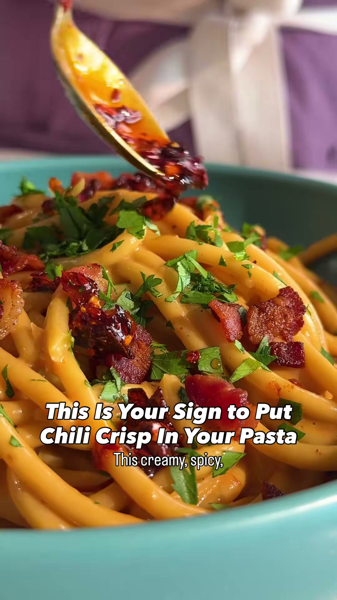 Creamy Chili Crisp and Bacon Pasta