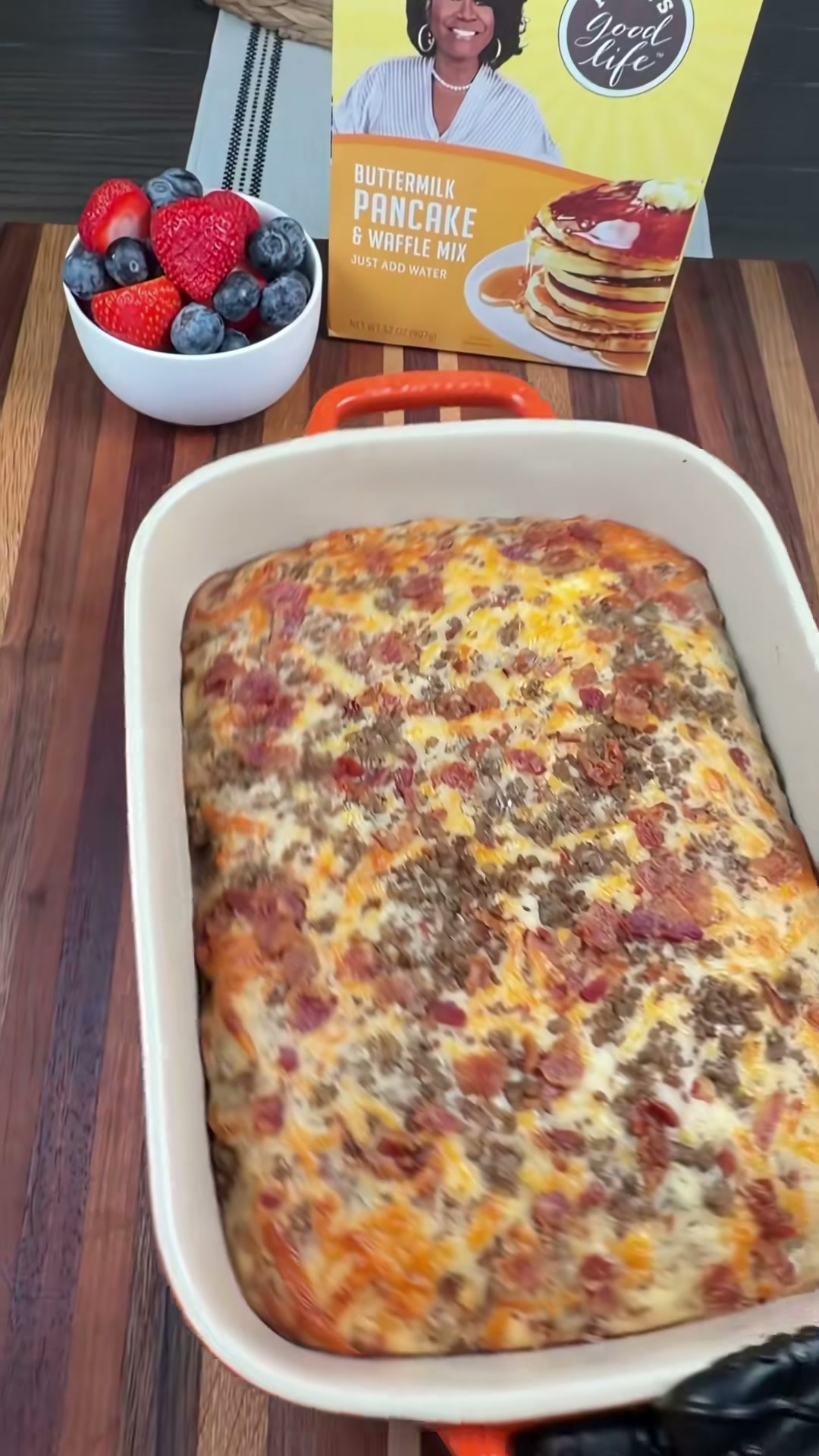 Sausage and Bacon Pancake Casserole
