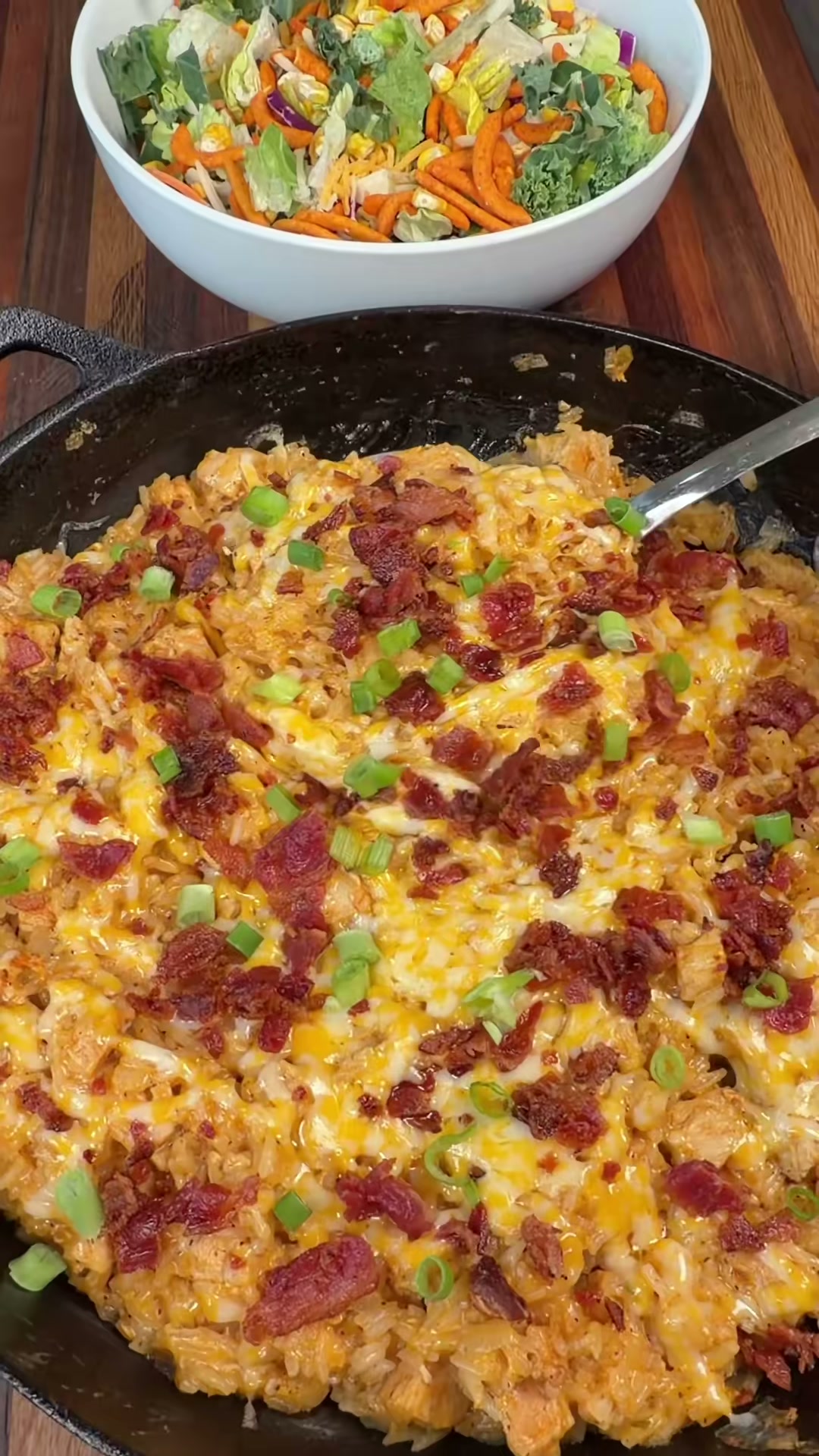 Cheesy Chicken Bacon and Rice Skillet