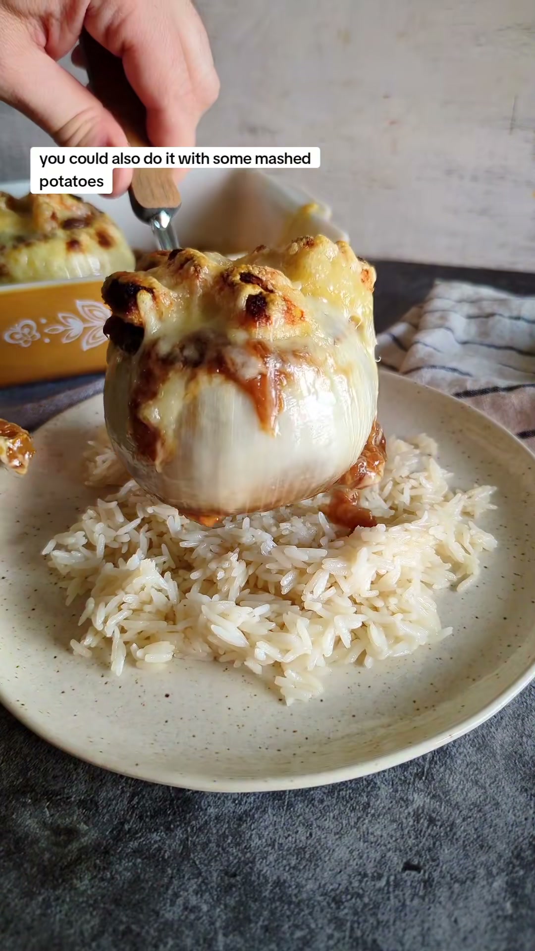 French Onion Soup in an Onion Bowl