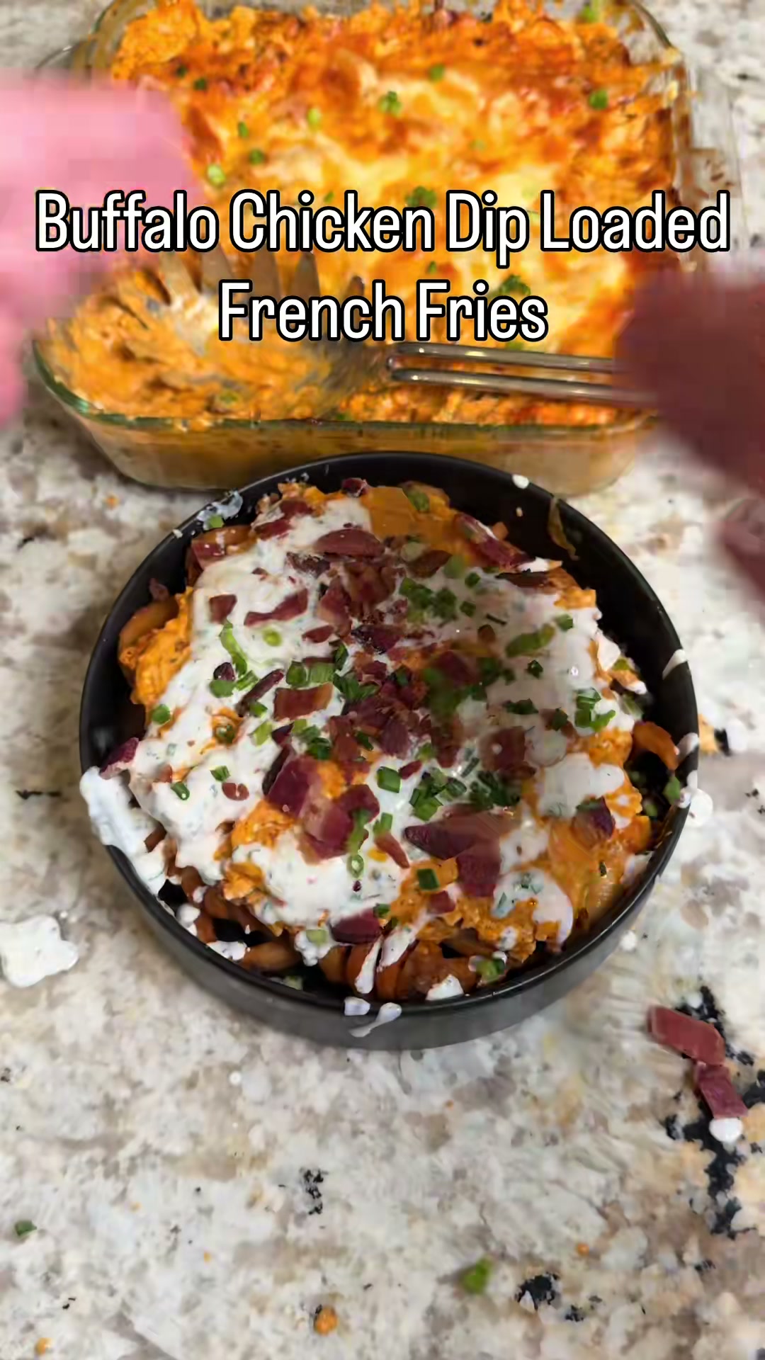 Buffalo Chicken Dip Loaded Fries