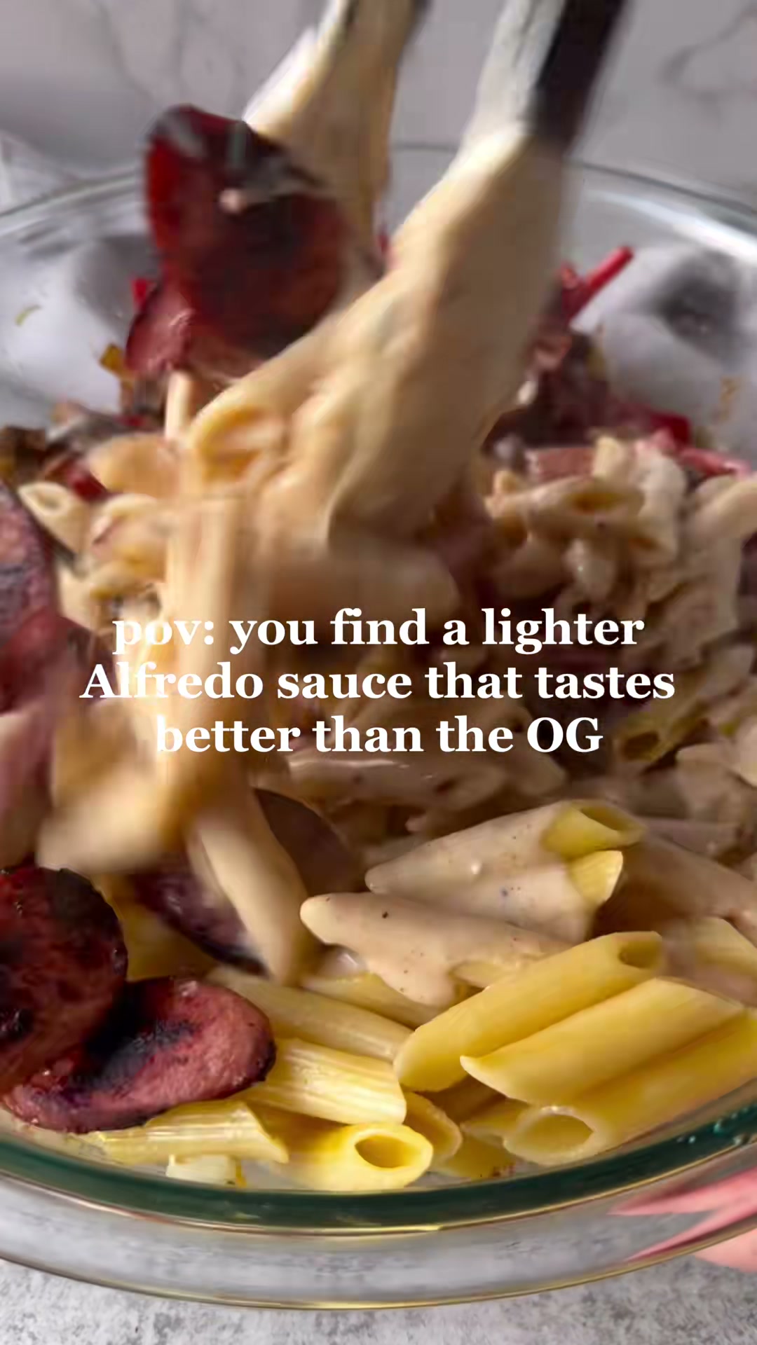 Cajun Sausage Pasta with Light Alfredo Sauce