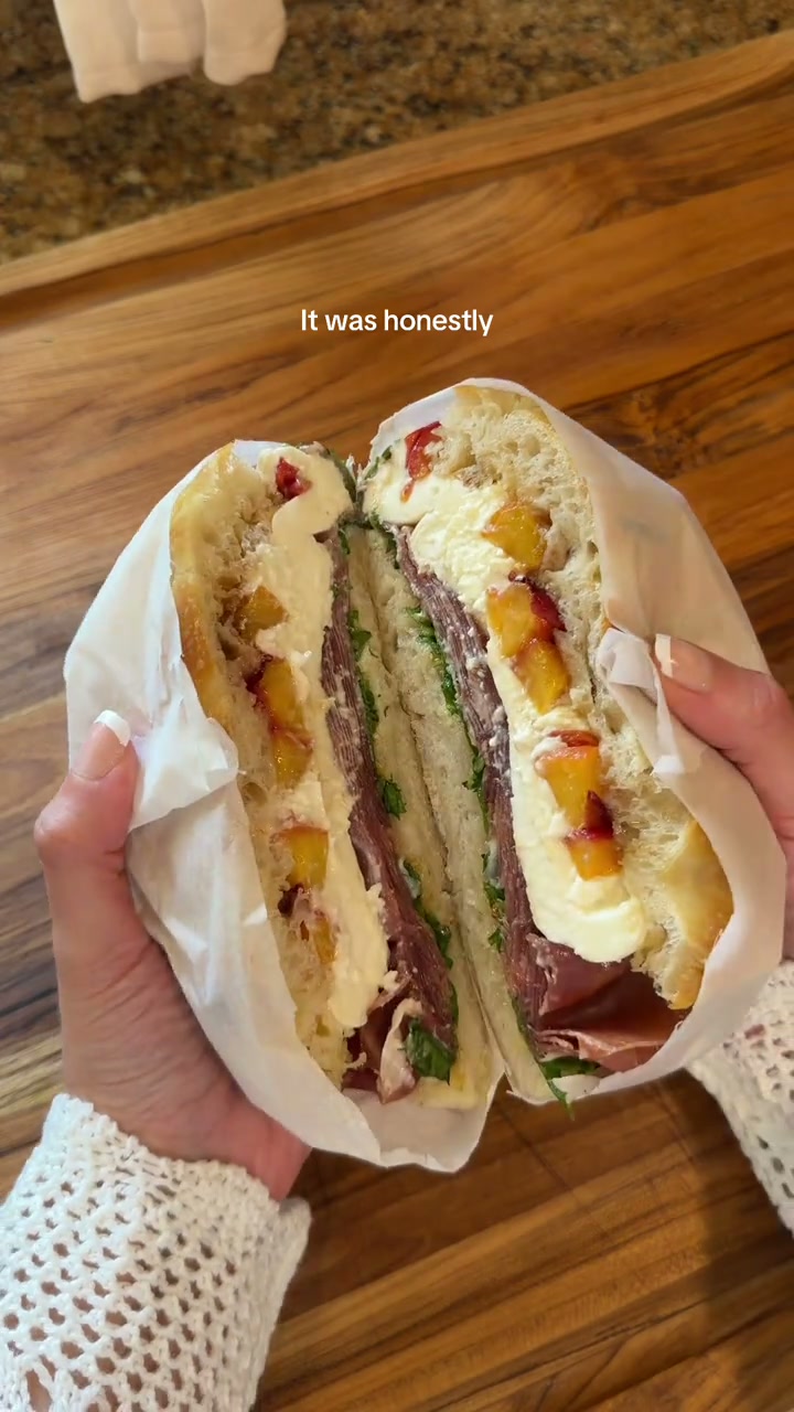 Peach, Prosciutto, and Burrata Sandwich