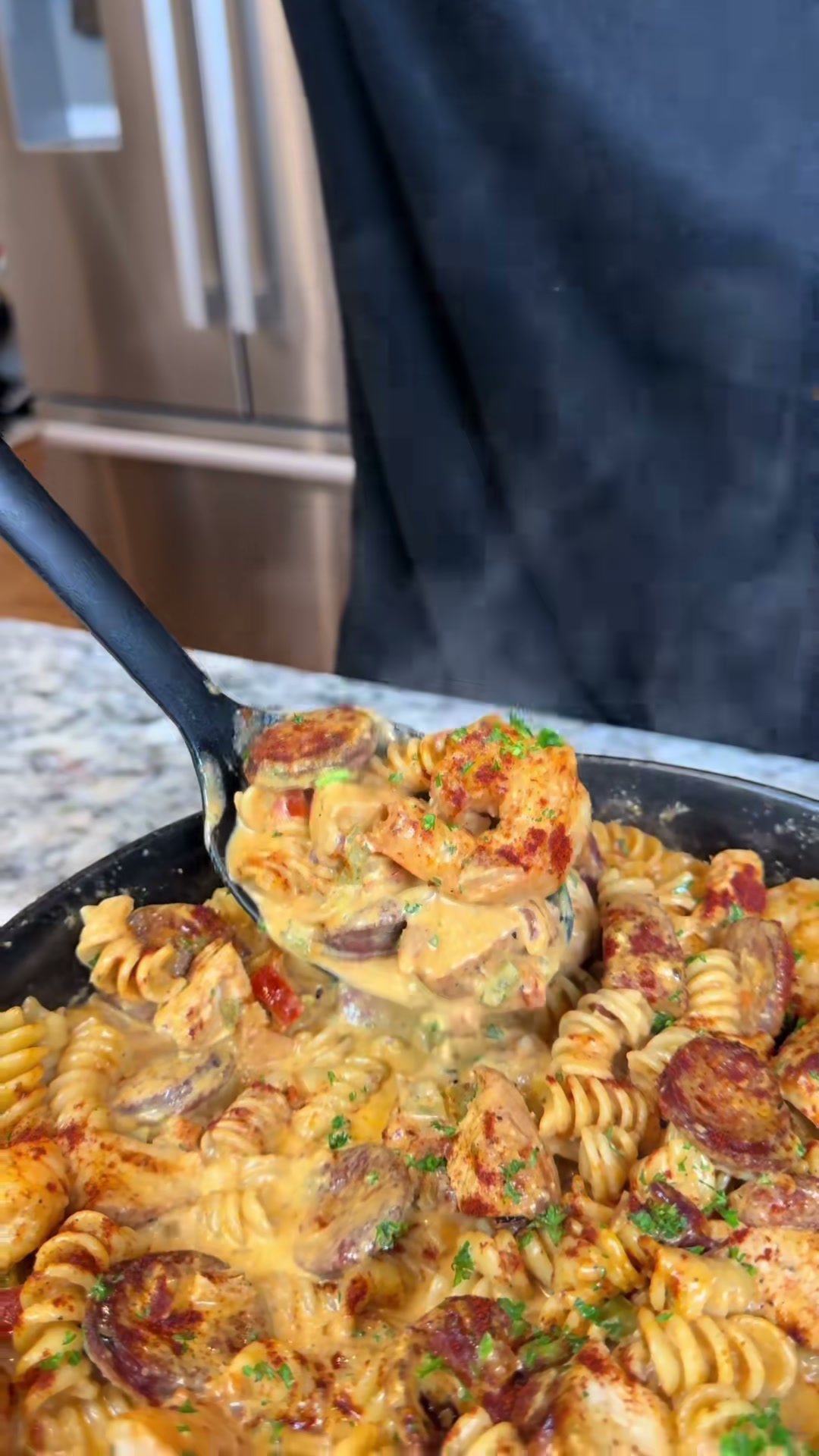 Cajun Chicken, Shrimp, and Sausage Pasta