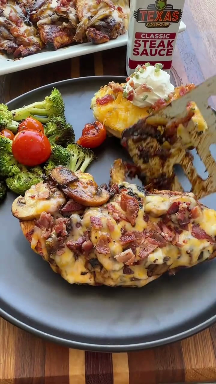 Griddle Smothered Chicken with Bacon and Mushrooms