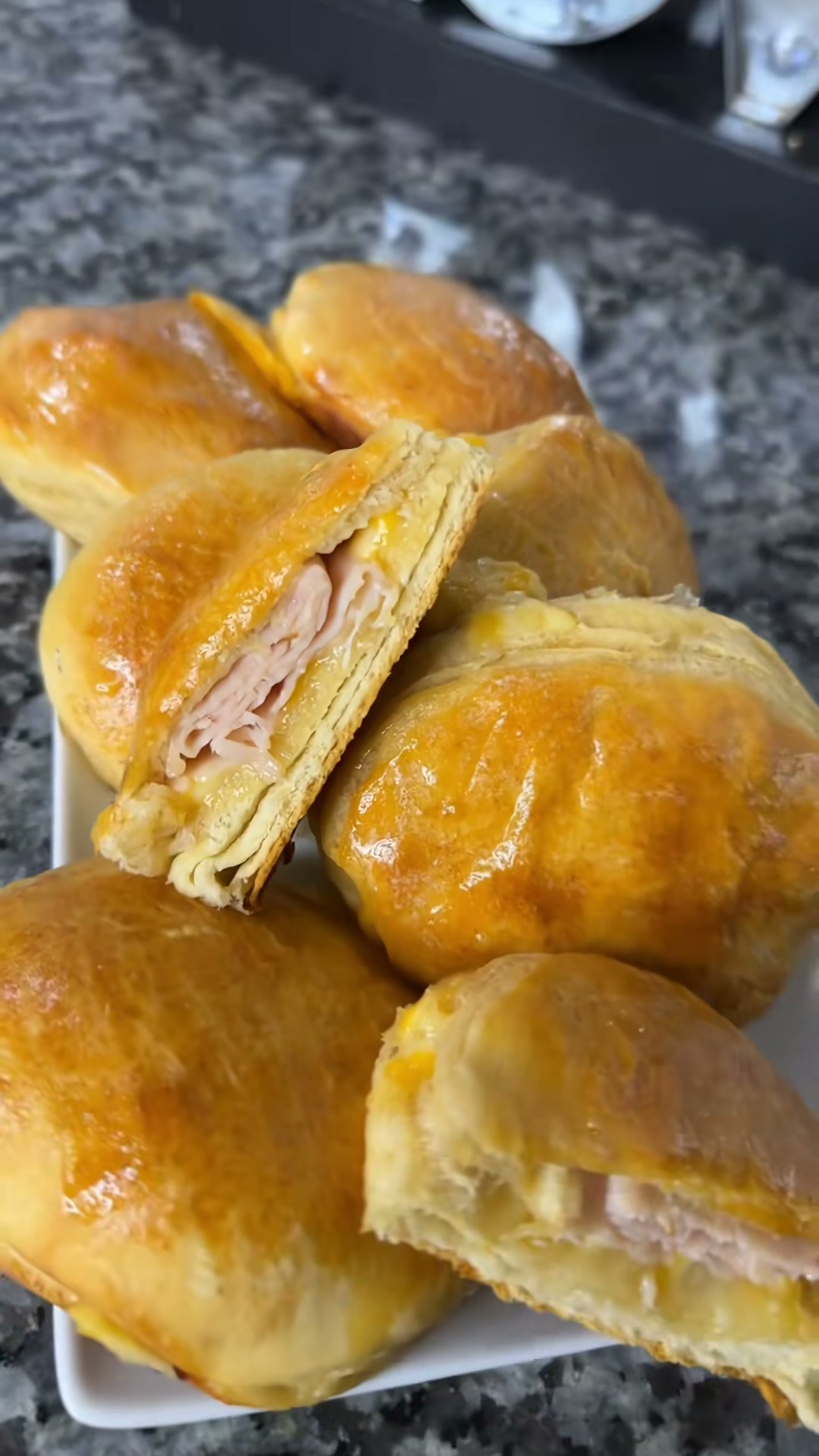 Turkey and Cheese Stuffed Honey Butter Biscuits