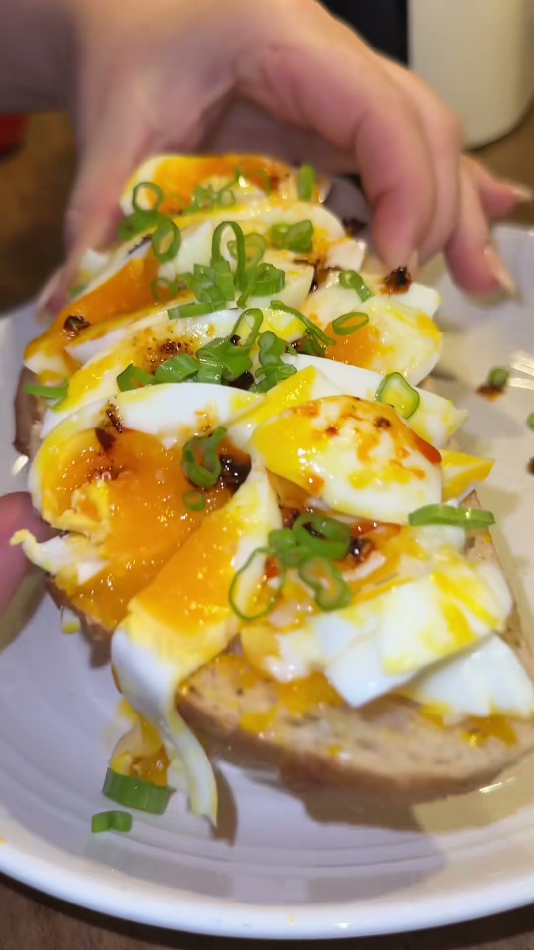 Soft-Boiled Eggs On Toast With Chili Oil
