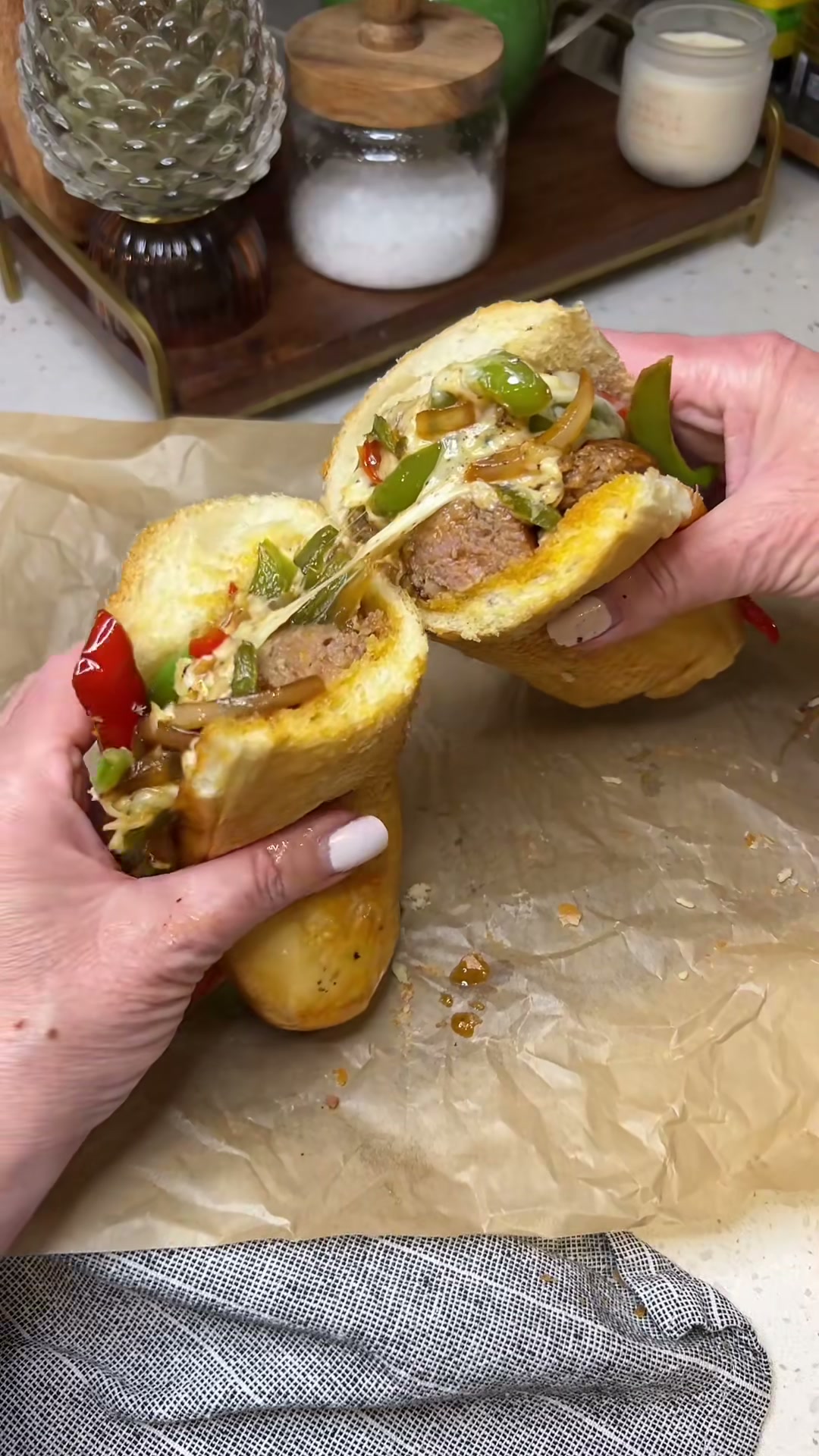 Cheesy Sausage and Peppers Sandwich