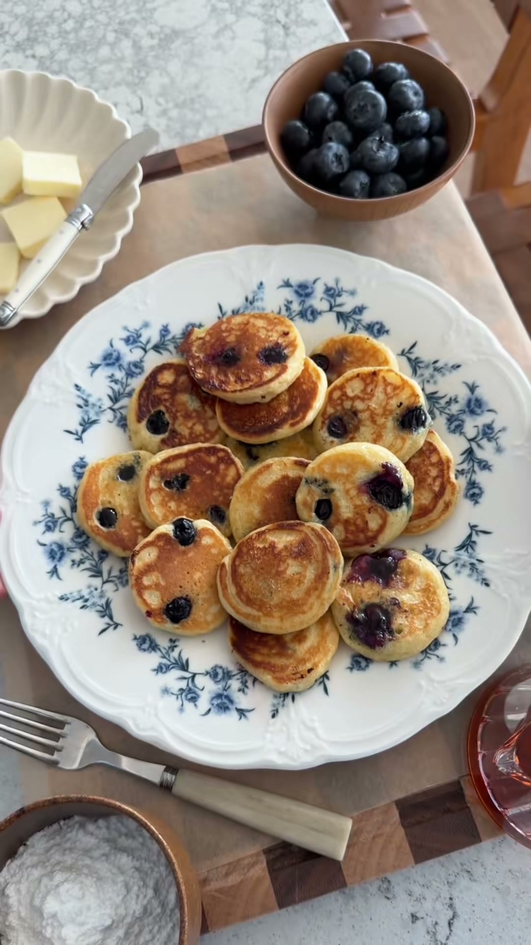 Mini Blueberry Cottage Cheese Pancakes