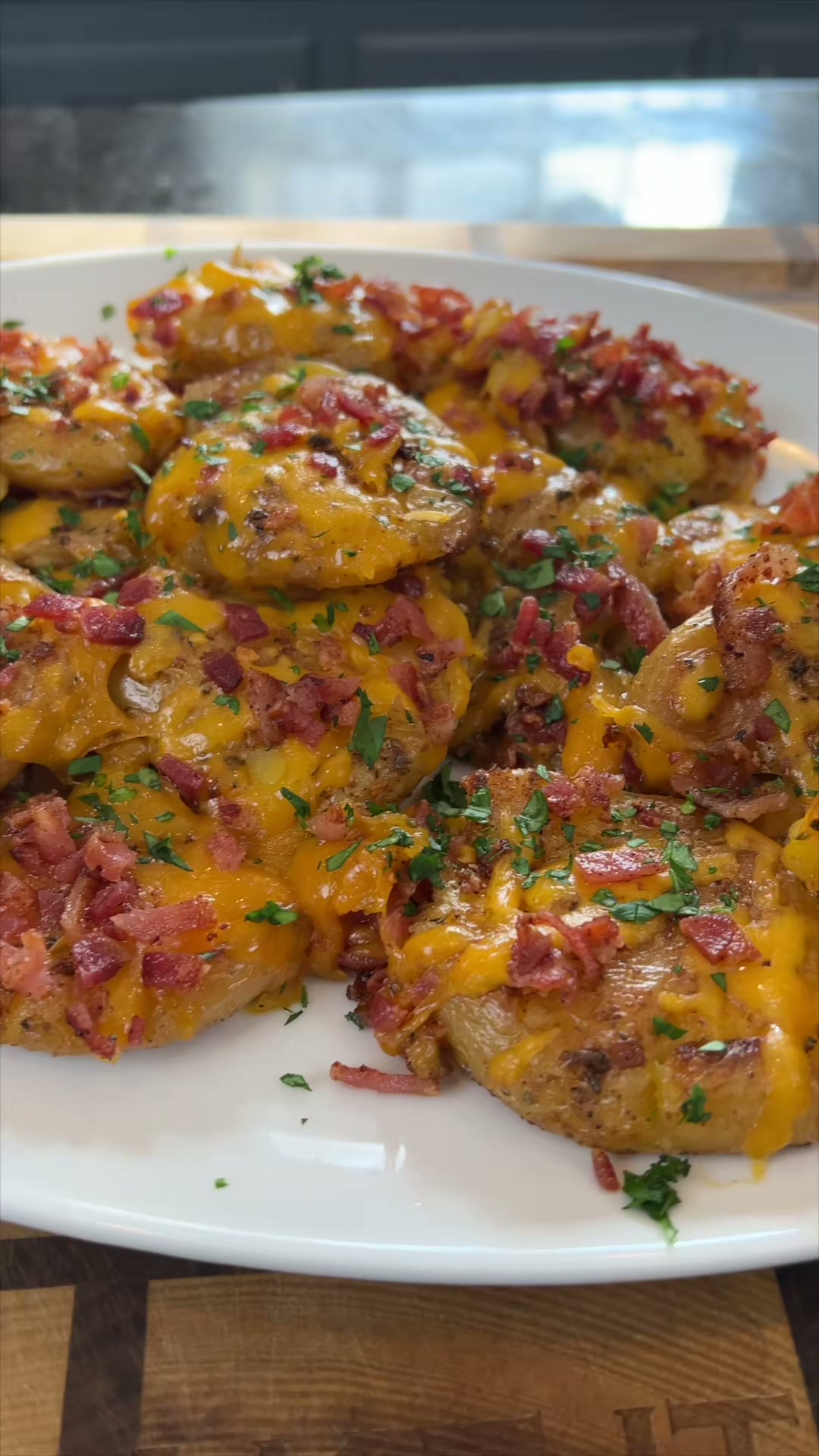 Crispy Roasted Potatoes With Bacon And Cheddar