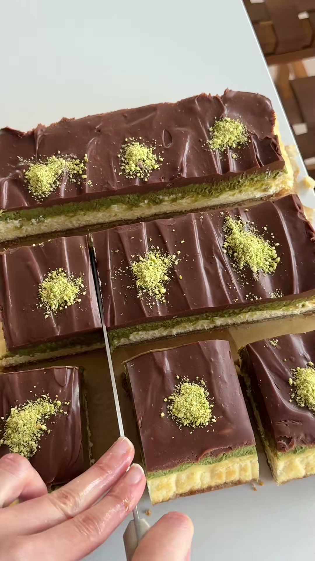 Pistachio Cheesecake Bars with Chocolate Ganache